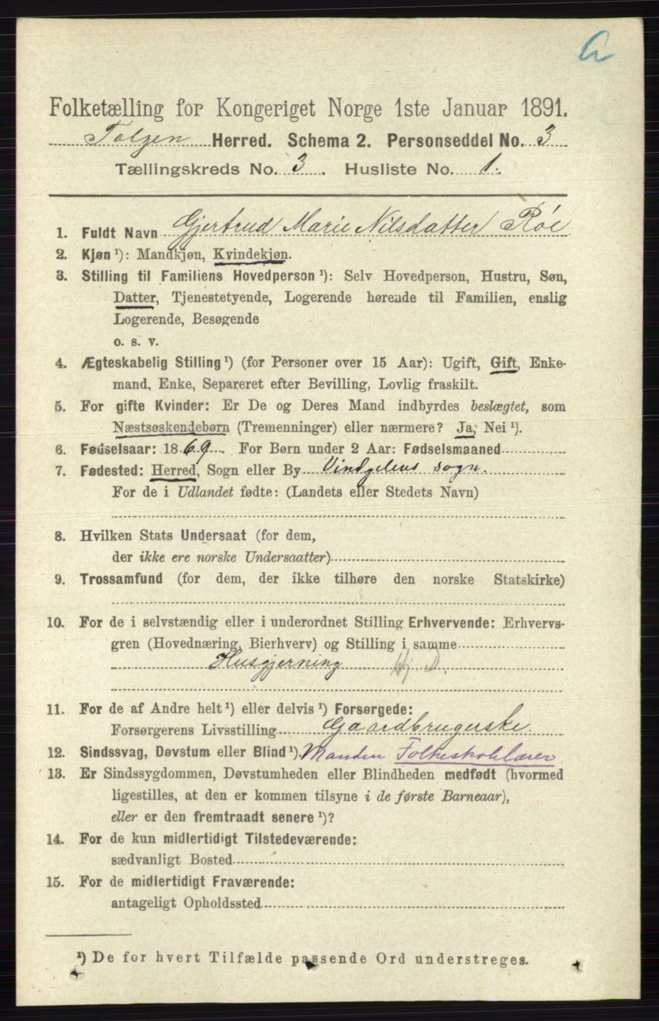 RA, 1891 census for 0436 Tolga, 1891, p. 538