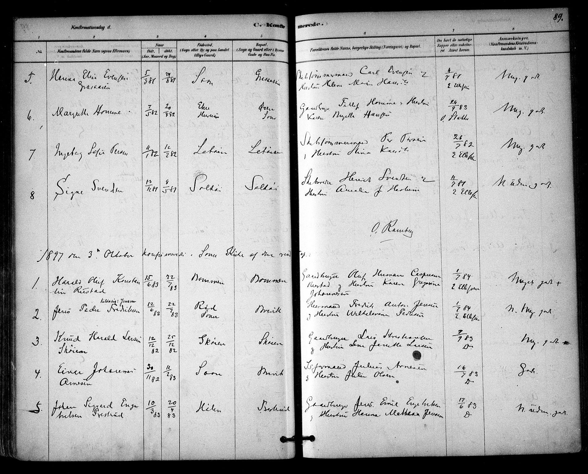 Vestby prestekontor Kirkebøker, AV/SAO-A-10893/F/Fb/L0001: Parish register (official) no. II 1, 1878-1903, p. 89