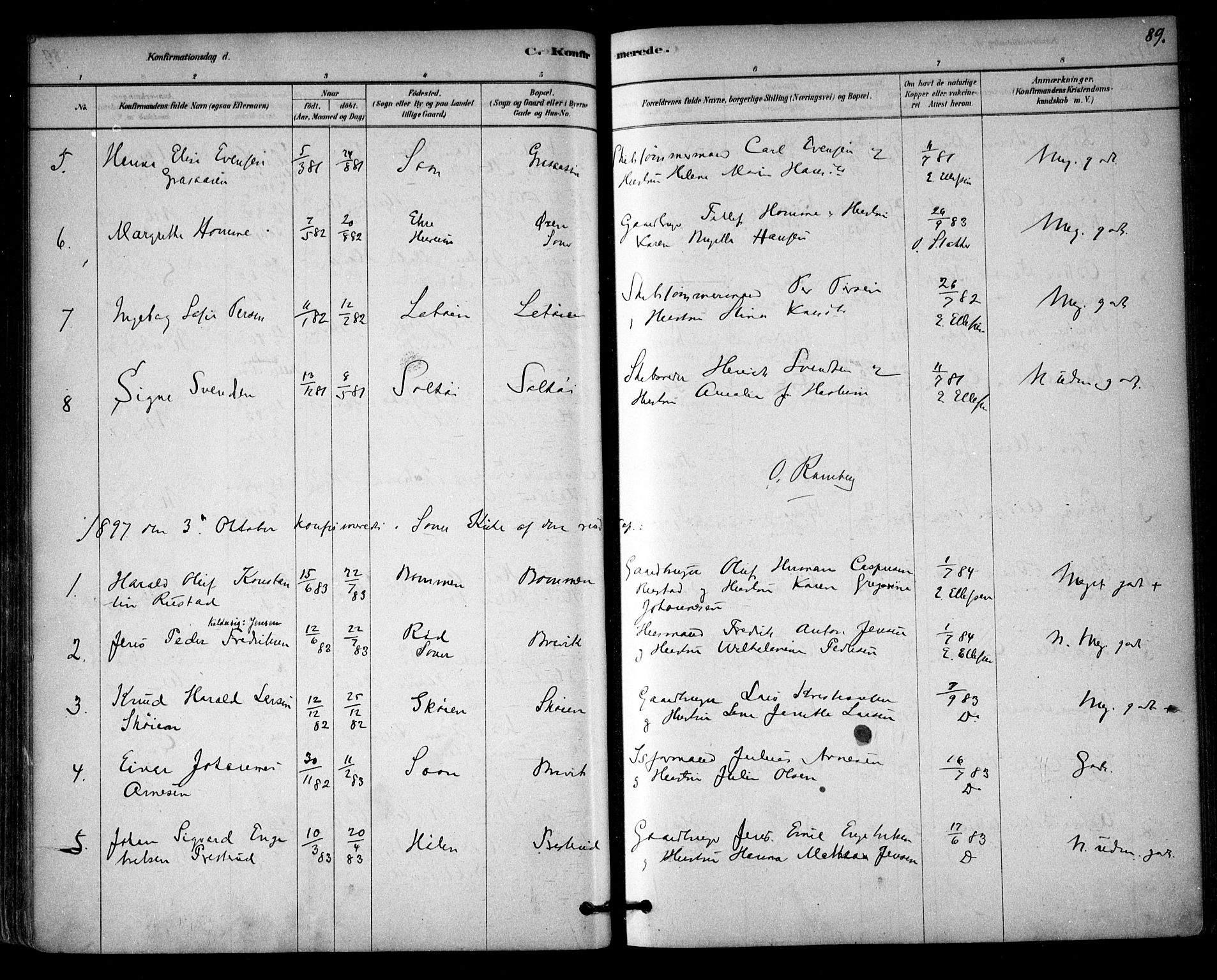 Vestby prestekontor Kirkebøker, AV/SAO-A-10893/F/Fb/L0001: Parish register (official) no. II 1, 1878-1903, p. 89