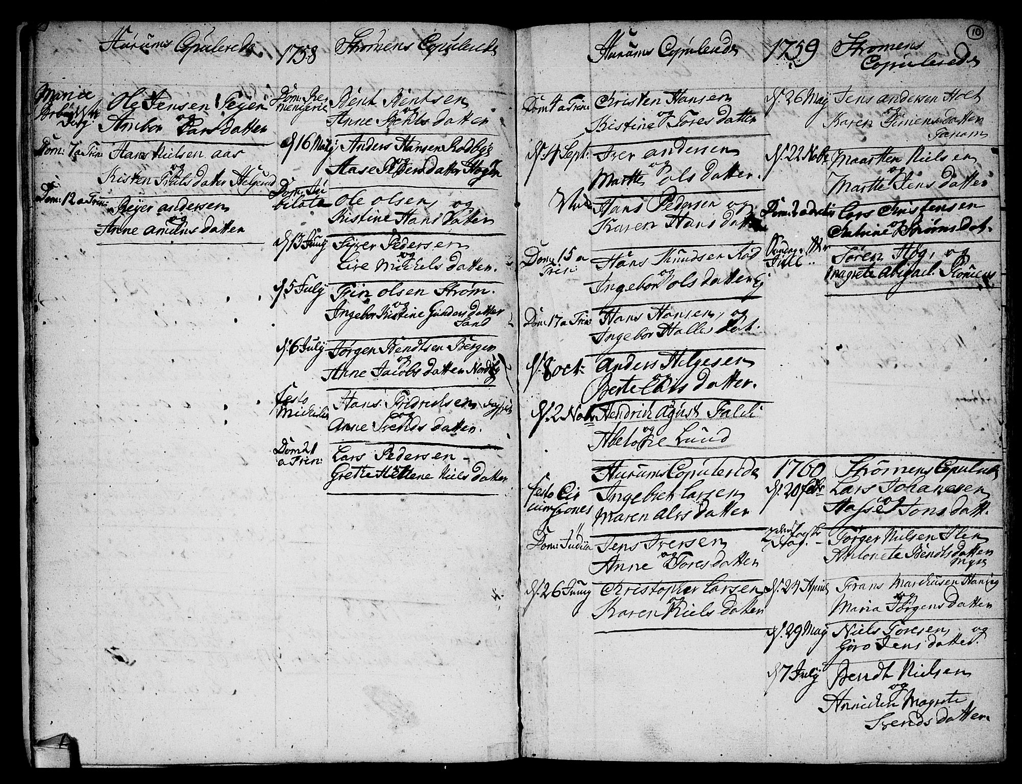 Hurum kirkebøker, SAKO/A-229/F/Fa/L0006: Parish register (official) no. 6, 1756-1770, p. 10