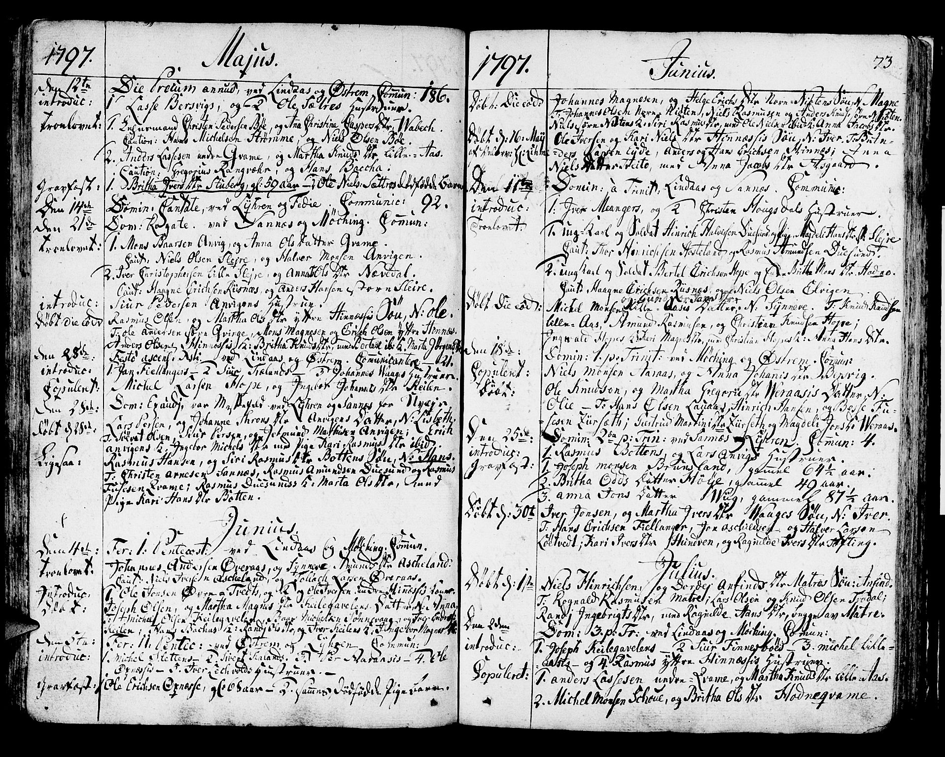 Lindås Sokneprestembete, SAB/A-76701/H/Haa: Parish register (official) no. A 5, 1791-1813, p. 73
