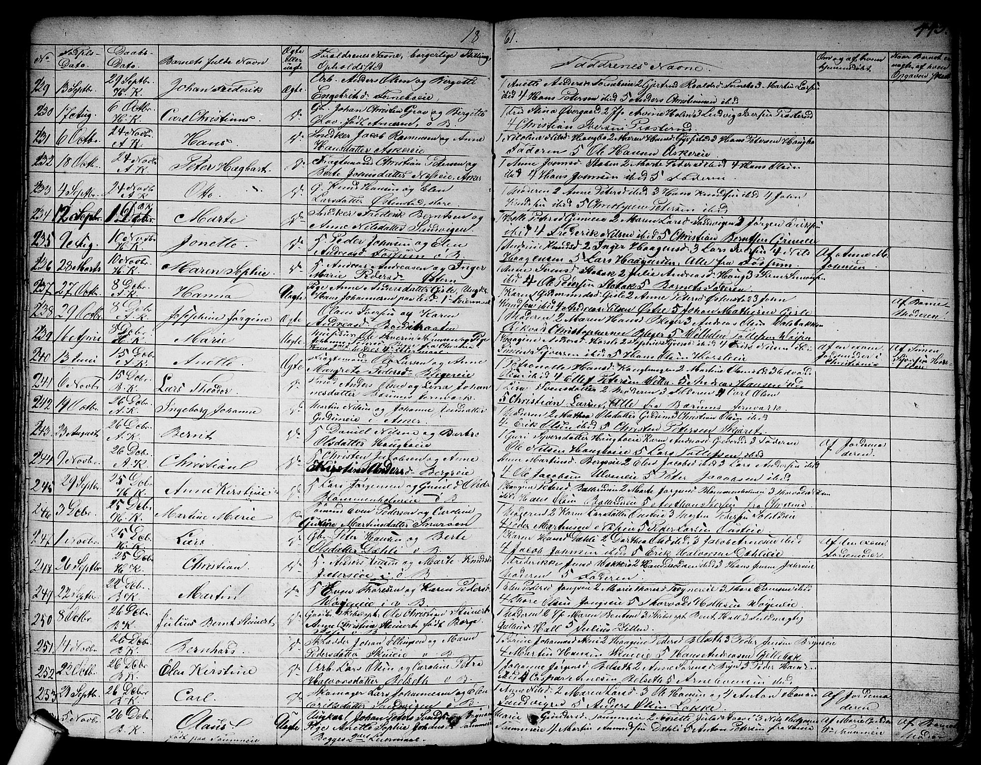 Asker prestekontor Kirkebøker, SAO/A-10256a/F/Fa/L0007: Parish register (official) no. I 7, 1825-1864, p. 443