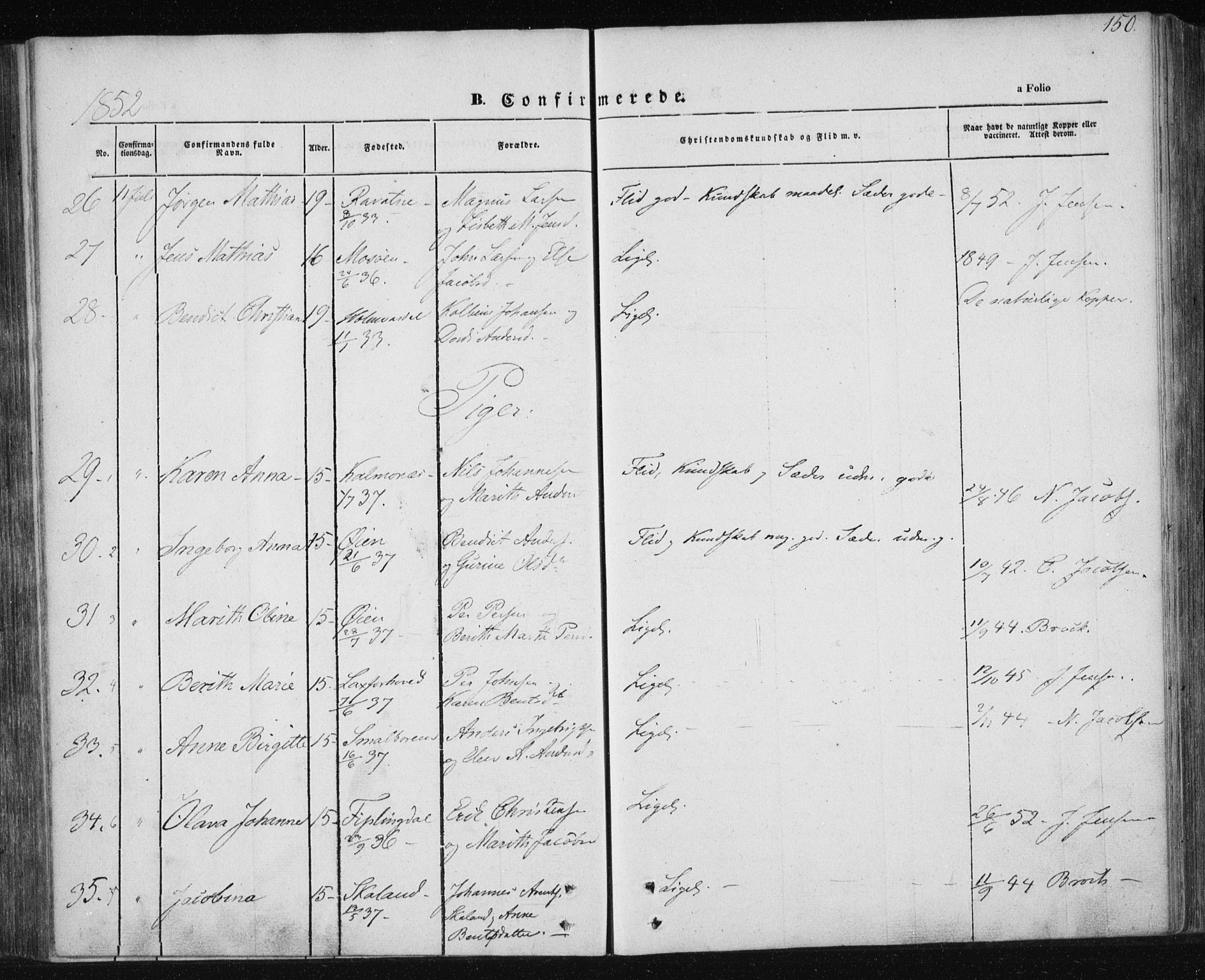 Ministerialprotokoller, klokkerbøker og fødselsregistre - Nordland, AV/SAT-A-1459/820/L0291: Parish register (official) no. 820A12, 1846-1854, p. 150