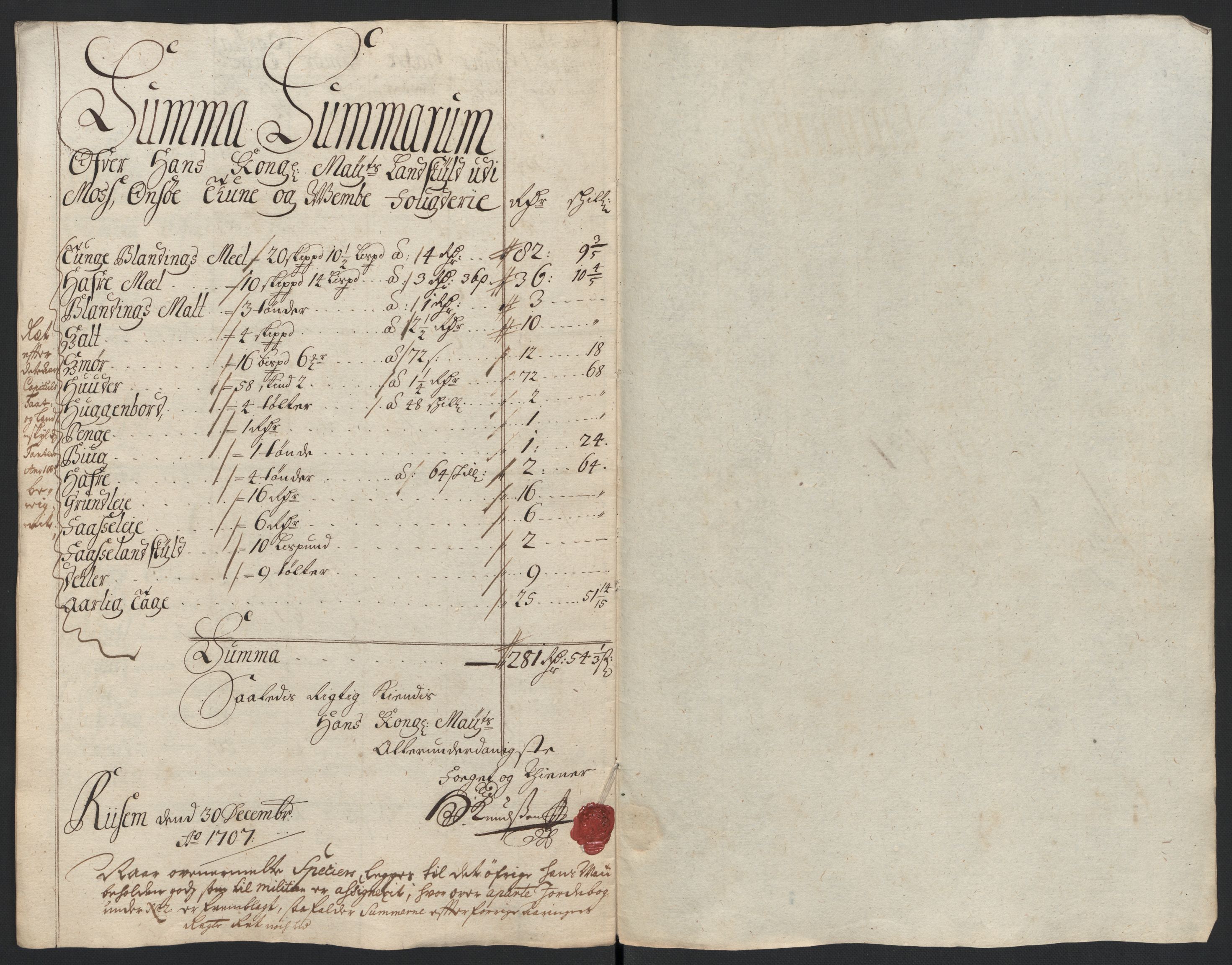 Rentekammeret inntil 1814, Reviderte regnskaper, Fogderegnskap, AV/RA-EA-4092/R04/L0134: Fogderegnskap Moss, Onsøy, Tune, Veme og Åbygge, 1707-1708, p. 31