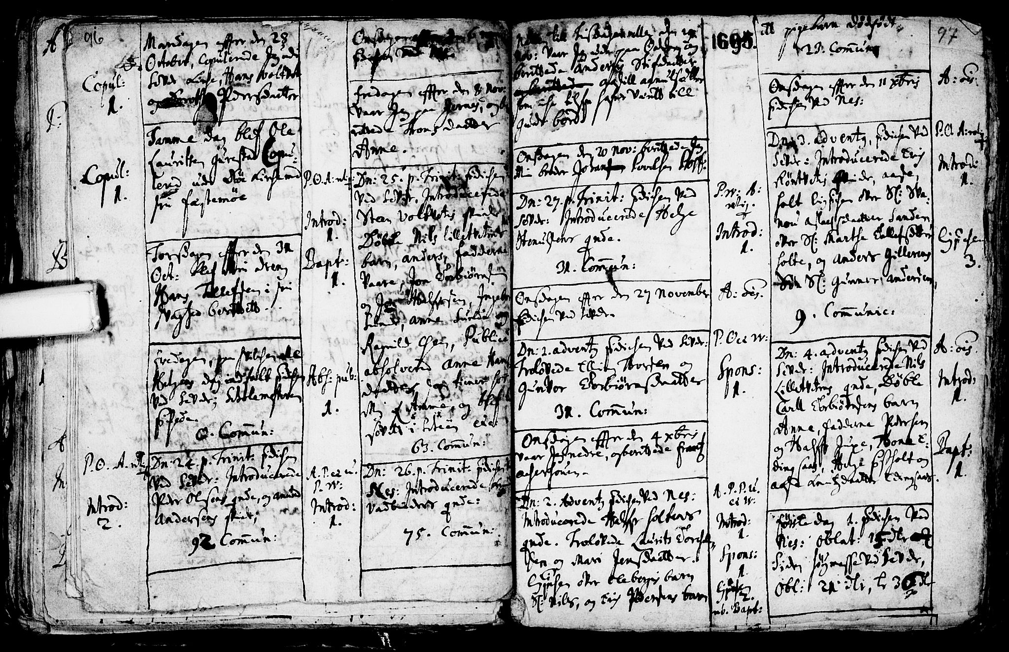 Sauherad kirkebøker, AV/SAKO-A-298/F/Fa/L0002: Parish register (official) no. I 2, 1681-1720, p. 96-97