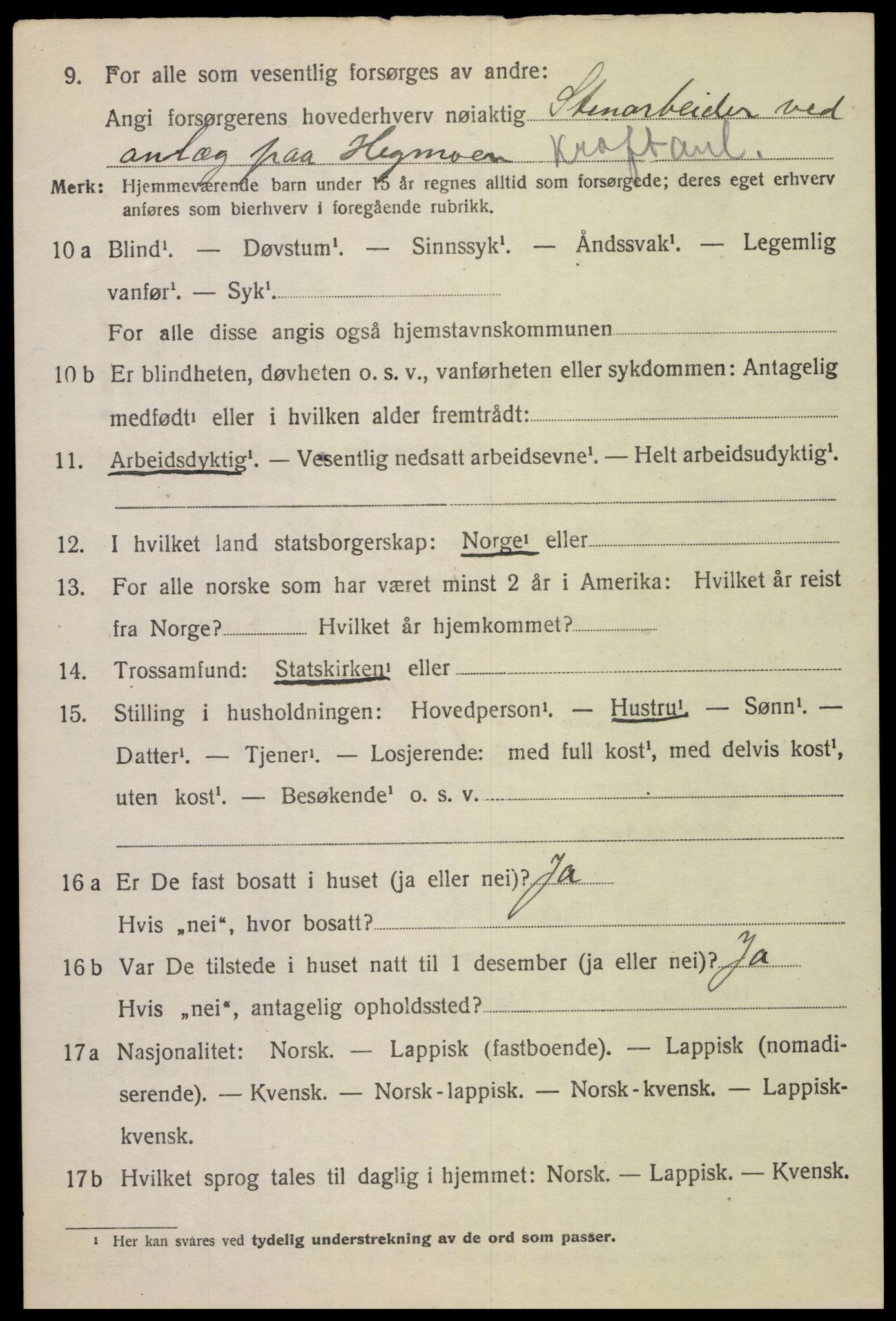 SAT, 1920 census for Skjerstad, 1920, p. 918