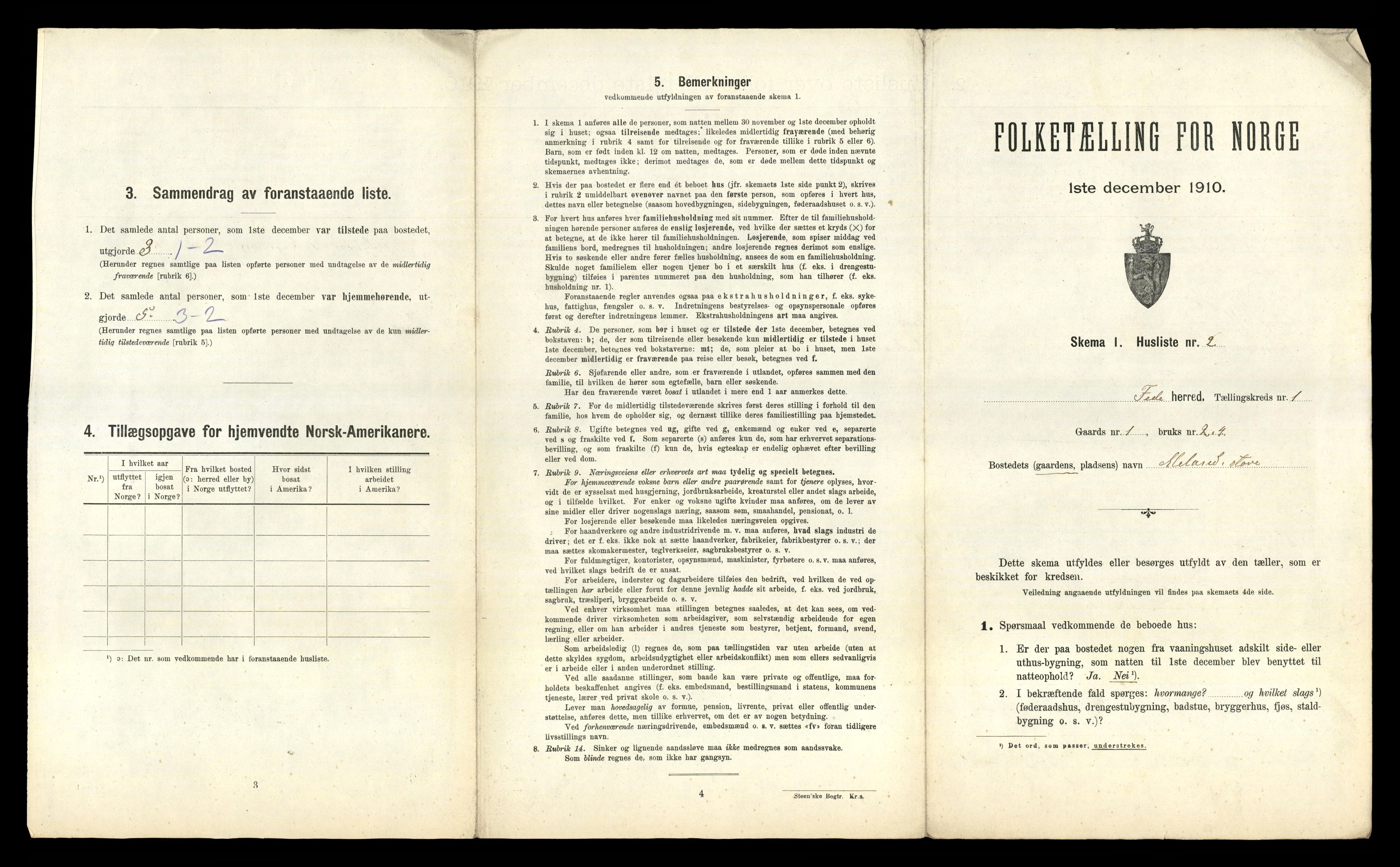 RA, 1910 census for Feda, 1910, p. 23