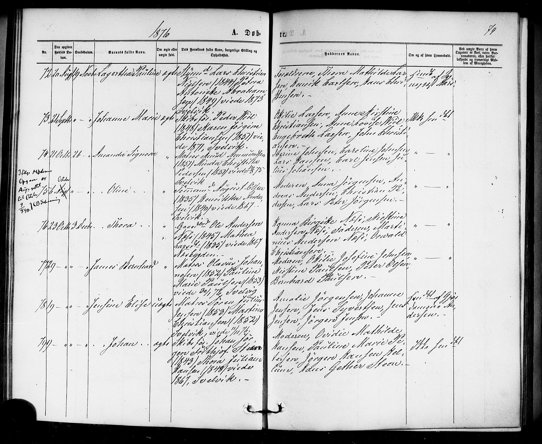 Strømm kirkebøker, SAKO/A-322/F/Fa/L0002: Parish register (official) no. I 2, 1870-1877, p. 74