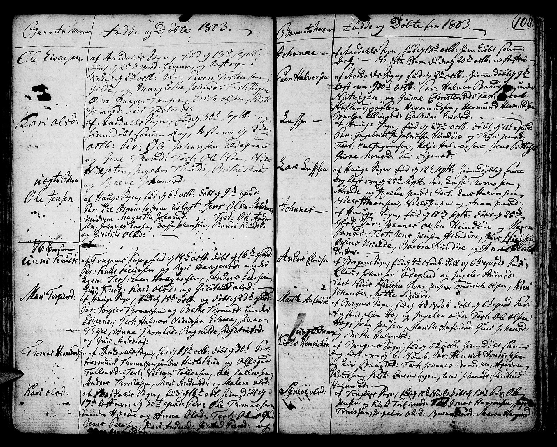 Lærdal sokneprestembete, SAB/A-81201: Parish register (official) no. A 3, 1783-1804, p. 108