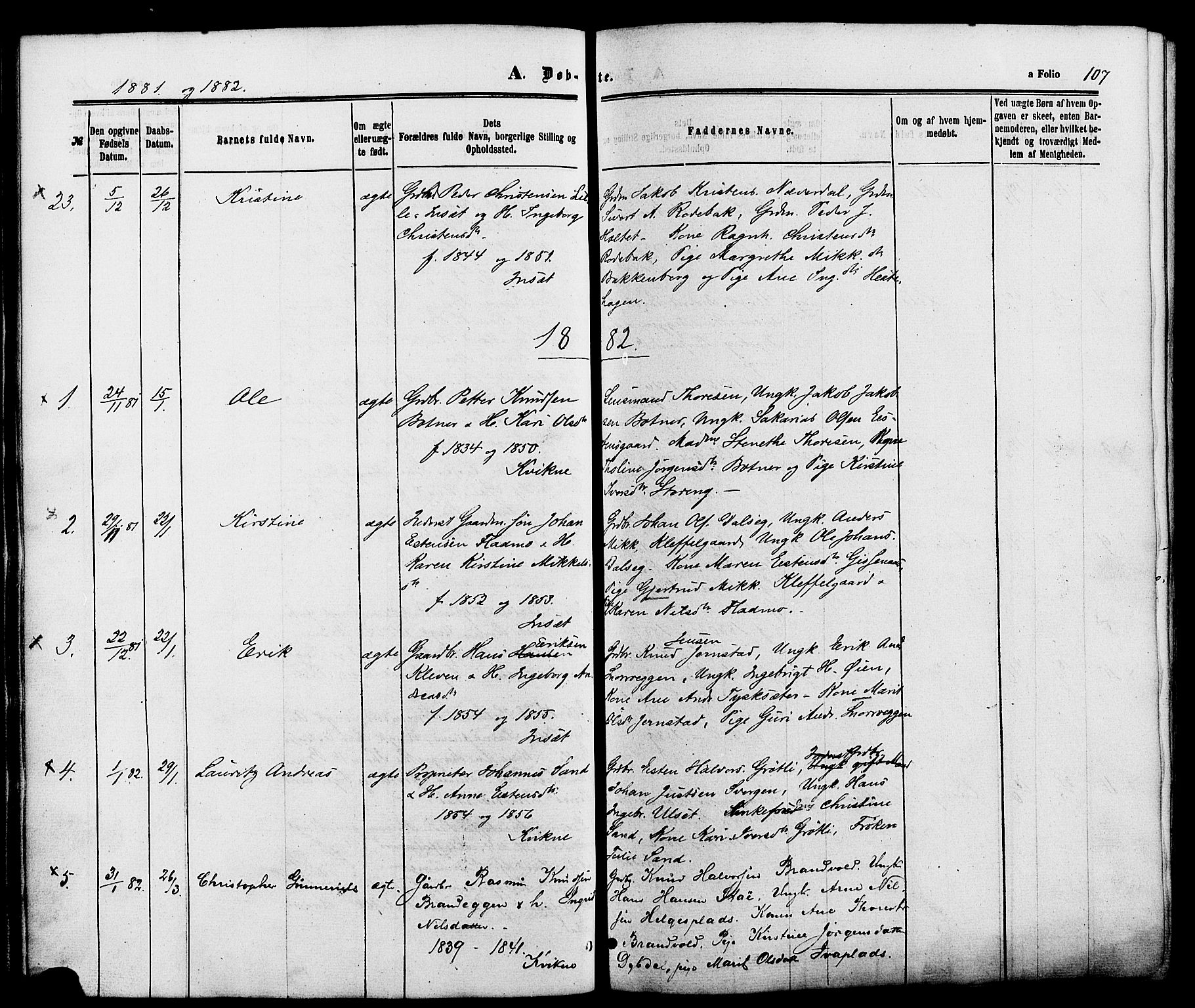 Kvikne prestekontor, SAH/PREST-064/H/Ha/Haa/L0006: Parish register (official) no. 6, 1863-1886, p. 107
