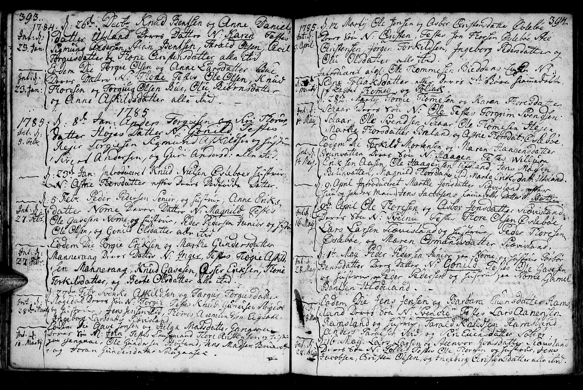 Holum sokneprestkontor, SAK/1111-0022/F/Fa/Fac/L0001: Parish register (official) no. A 1, 1773-1820, p. 393-394