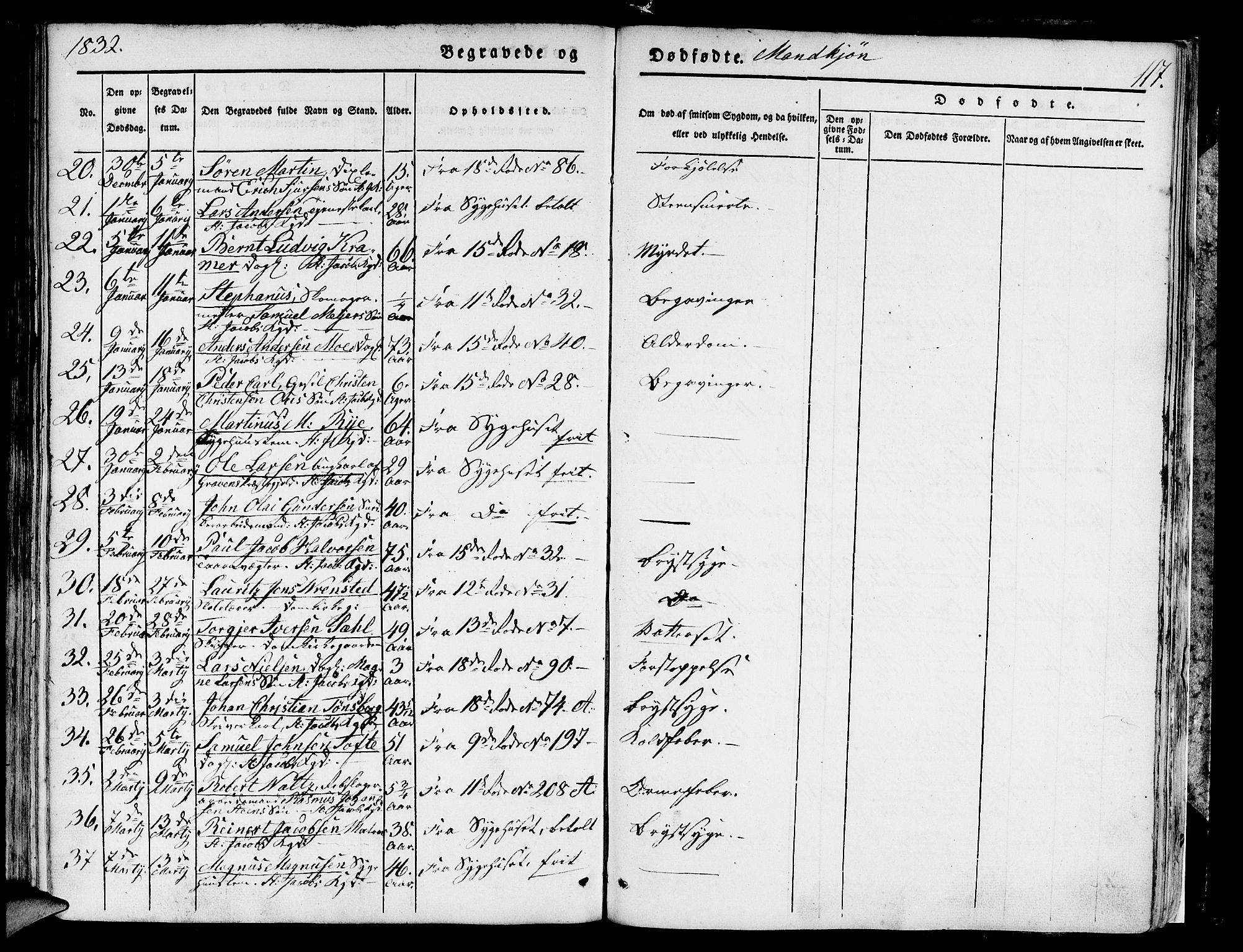 Domkirken sokneprestembete, SAB/A-74801/H/Hab/L0006: Parish register (copy) no. A 6, 1827-1834, p. 117