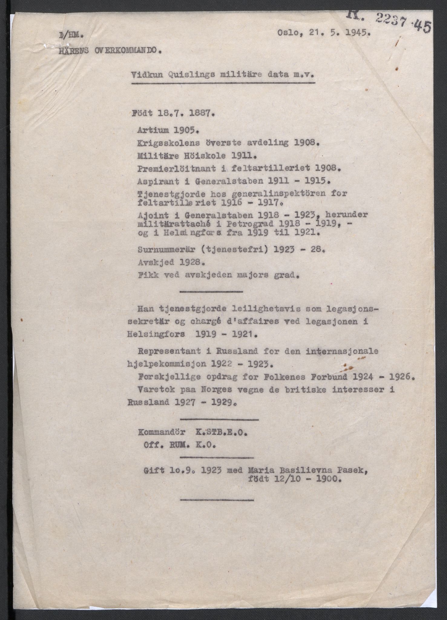 Landssvikarkivet, Oslo politikammer, AV/RA-S-3138-01/D/Da/L0003: Dnr. 29, 1945, p. 3640