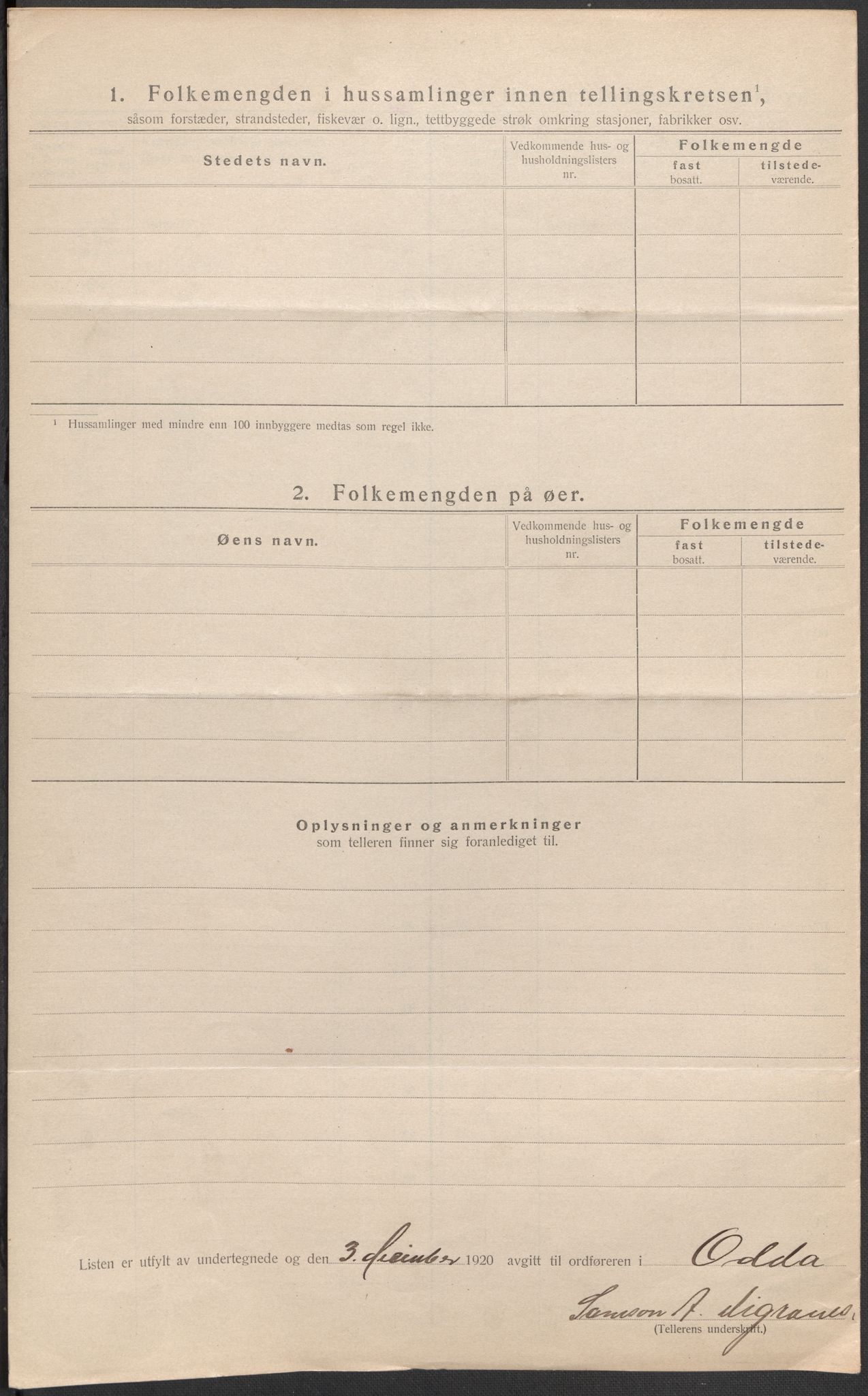 SAB, 1920 census for Odda, 1920, p. 41