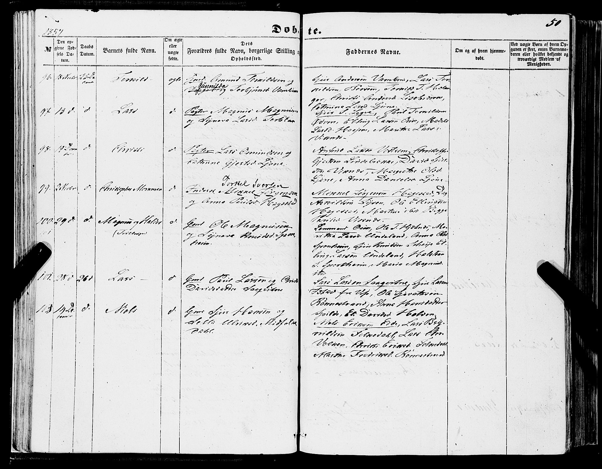 Ulvik sokneprestembete, AV/SAB-A-78801/H/Haa: Parish register (official) no. A 13, 1853-1863, p. 50