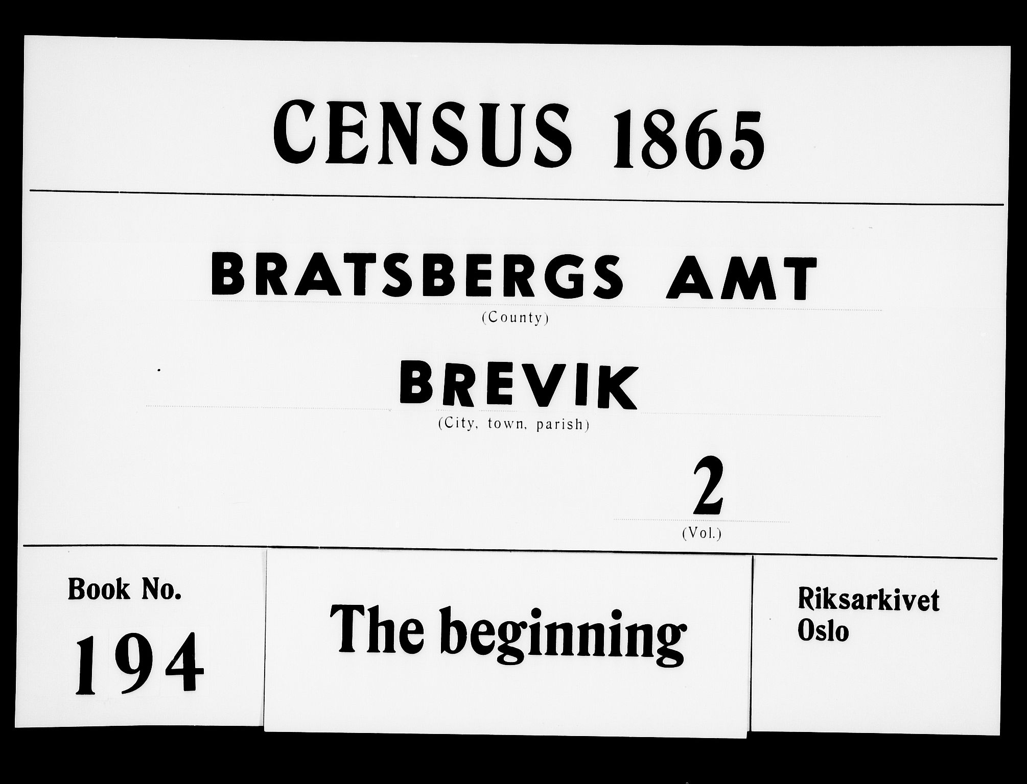 RA, 1865 census for Brevik, 1865, p. 376