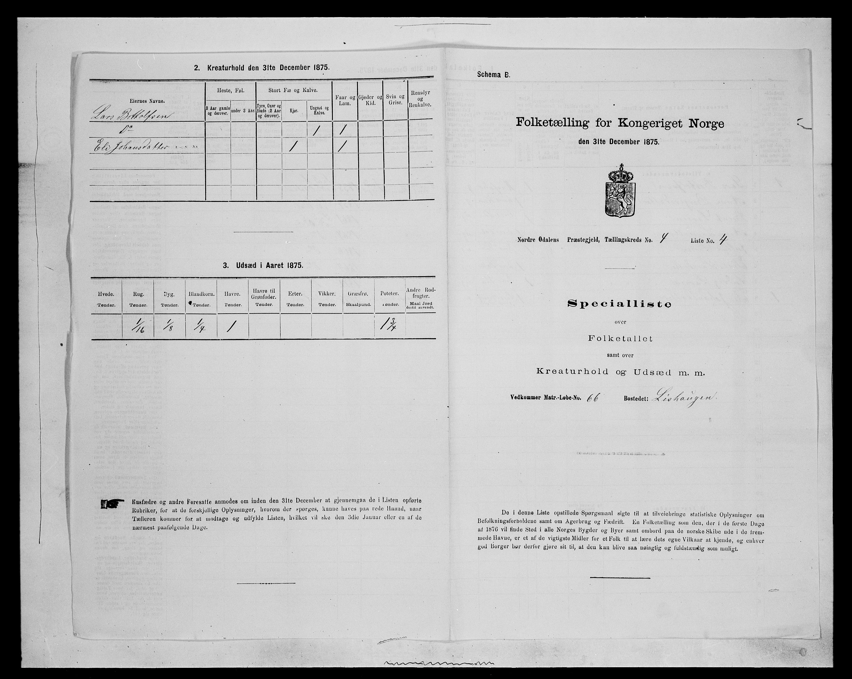 SAH, 1875 census for 0418P Nord-Odal, 1875, p. 551