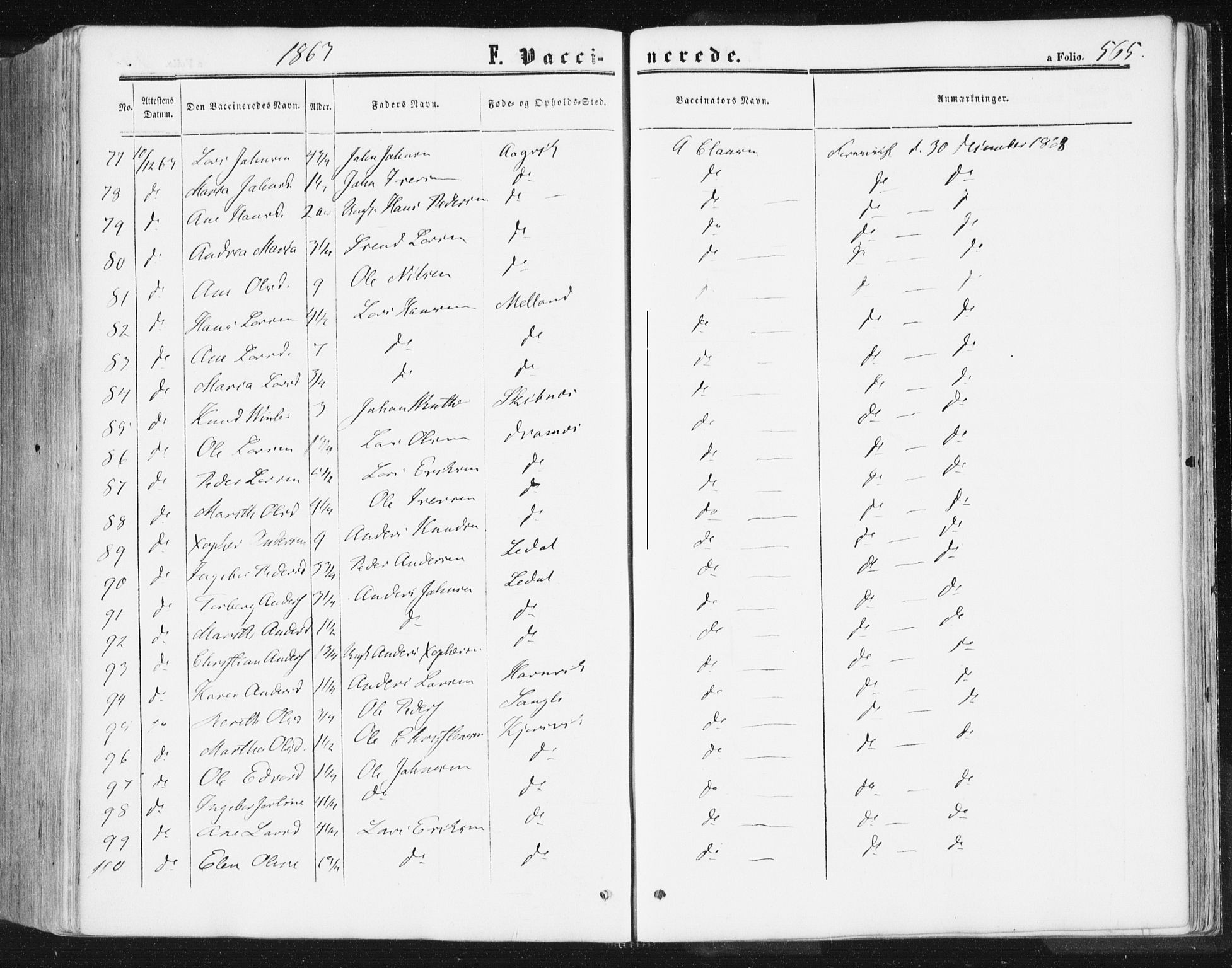 Ministerialprotokoller, klokkerbøker og fødselsregistre - Møre og Romsdal, AV/SAT-A-1454/578/L0905: Parish register (official) no. 578A04, 1859-1877, p. 565