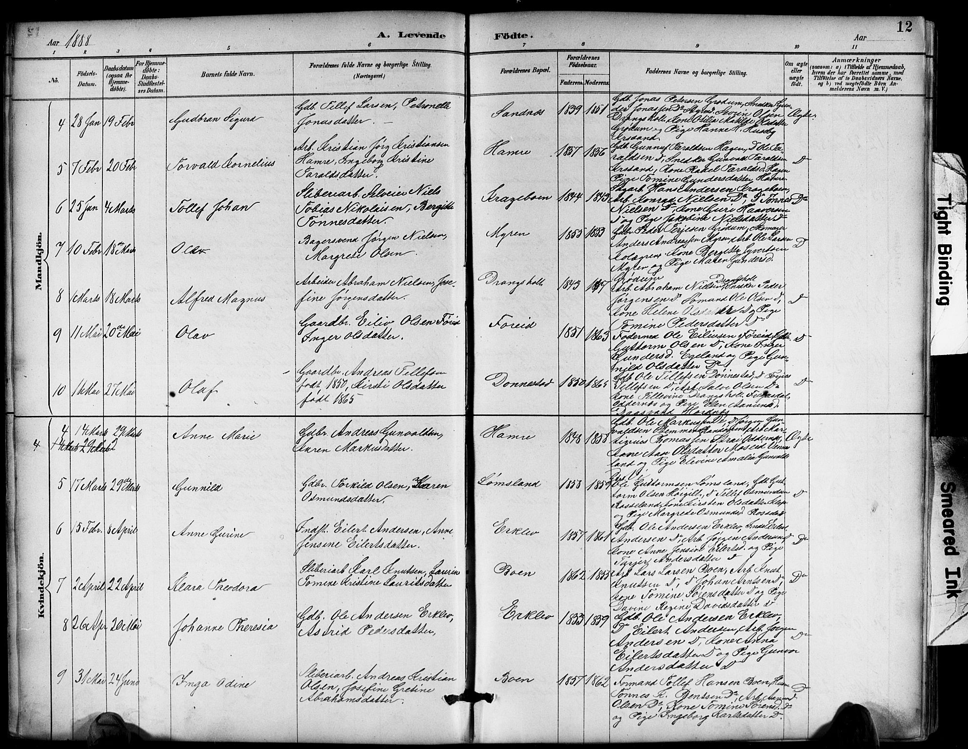 Tveit sokneprestkontor, SAK/1111-0043/F/Fb/L0004: Parish register (copy) no. B 4, 1887-1914, p. 12