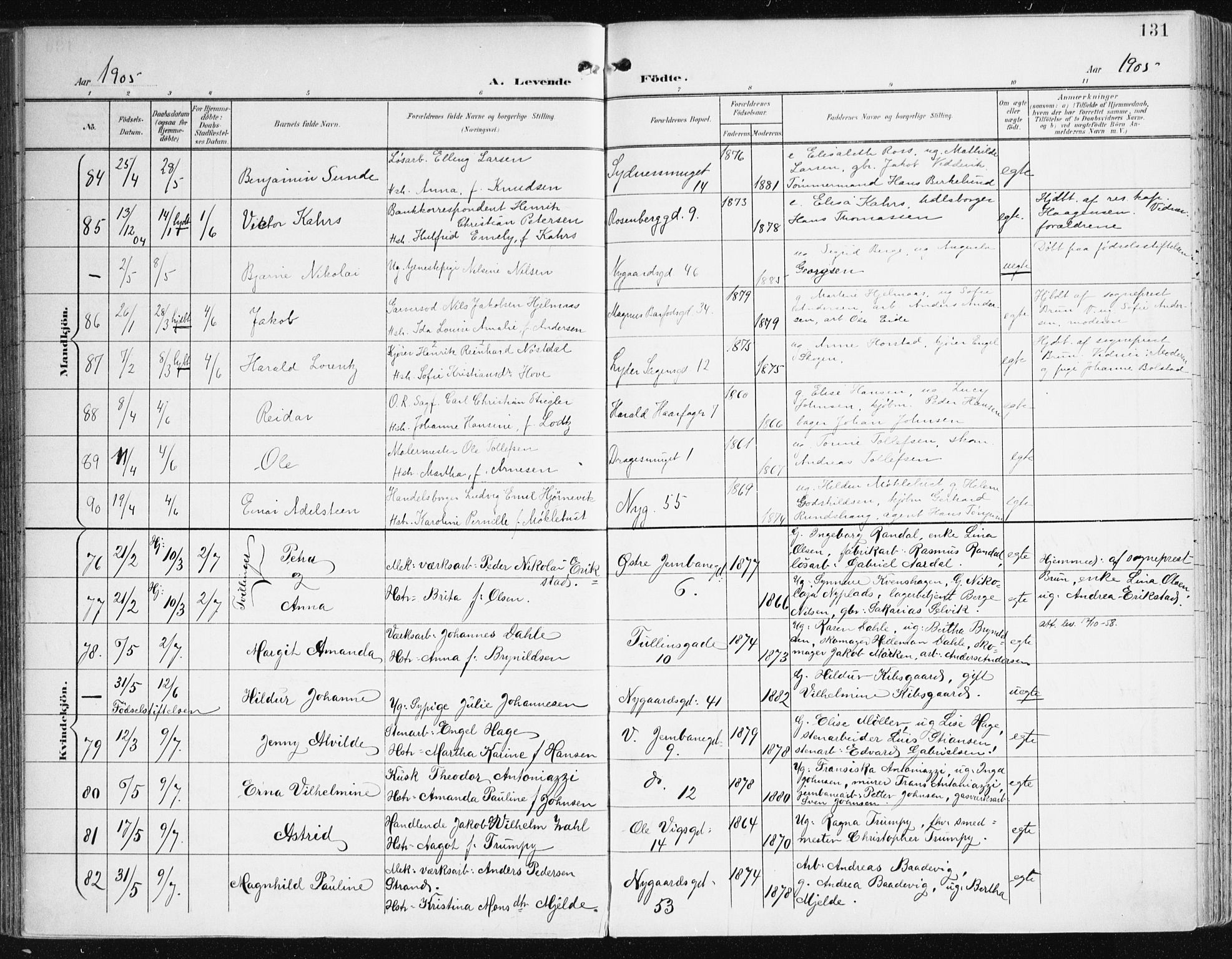 Johanneskirken sokneprestembete, AV/SAB-A-76001/H/Haa/L0002: Parish register (official) no. A 2, 1900-1912, p. 131
