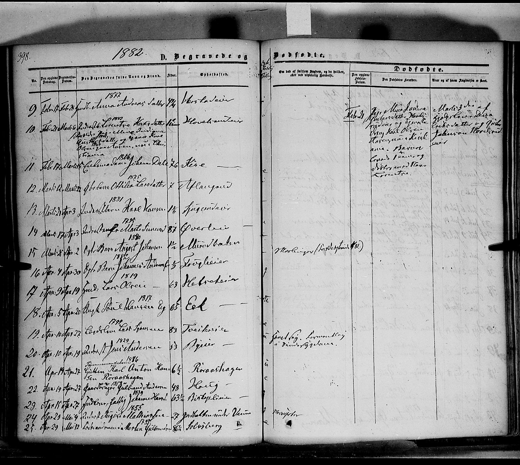 Nes prestekontor, Hedmark, AV/SAH-PREST-020/K/Ka/L0004: Parish register (official) no. 4, 1852-1886, p. 398