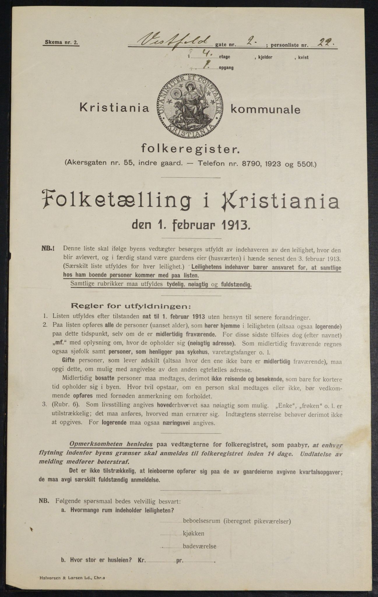 OBA, Municipal Census 1913 for Kristiania, 1913, p. 122295