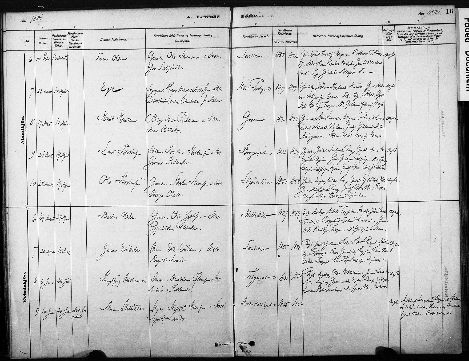Nore kirkebøker, SAKO/A-238/F/Fb/L0001: Parish register (official) no. II 1, 1878-1886, p. 16