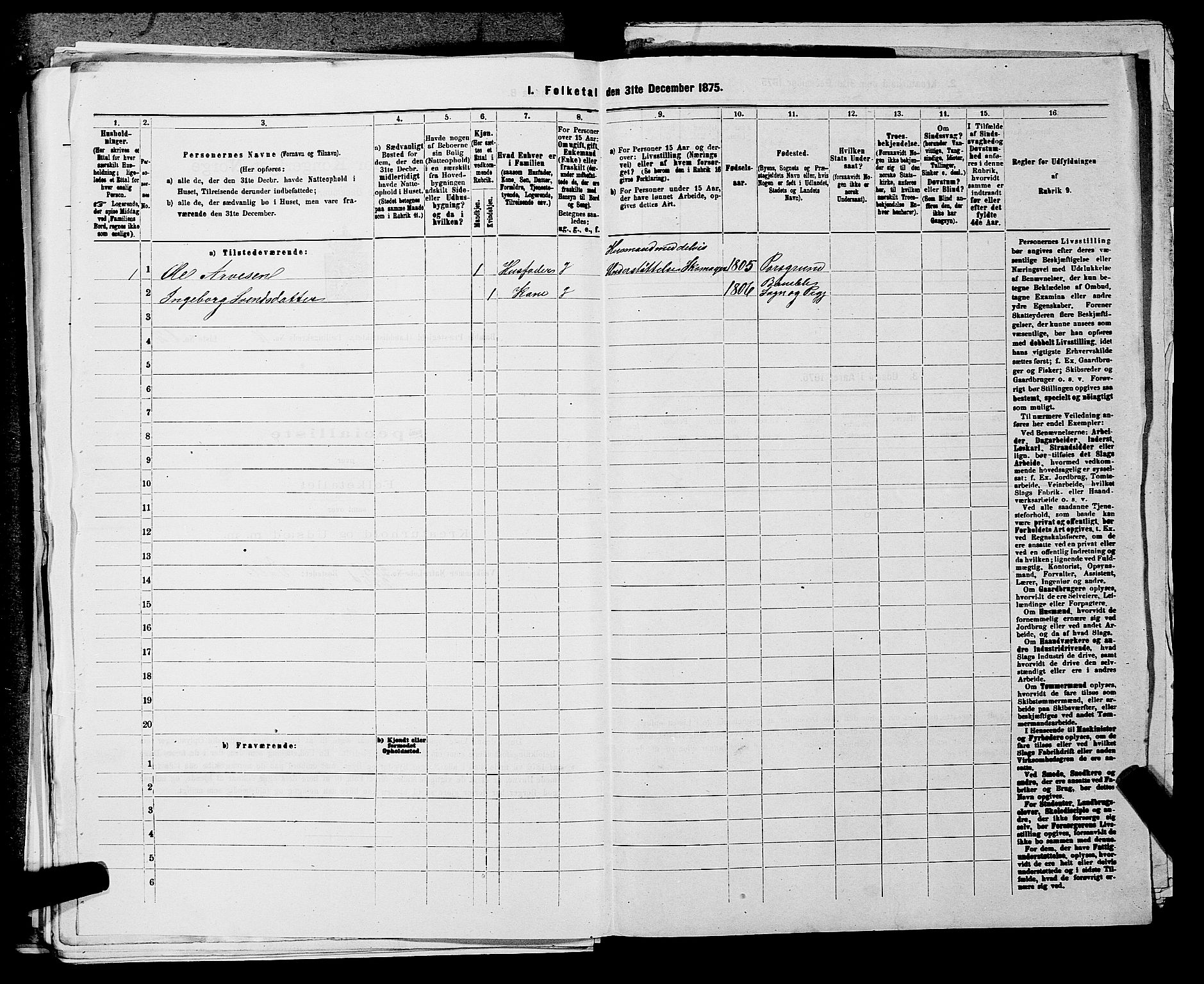 SAKO, 1875 census for 0814L Bamble/Bamble, 1875, p. 1473