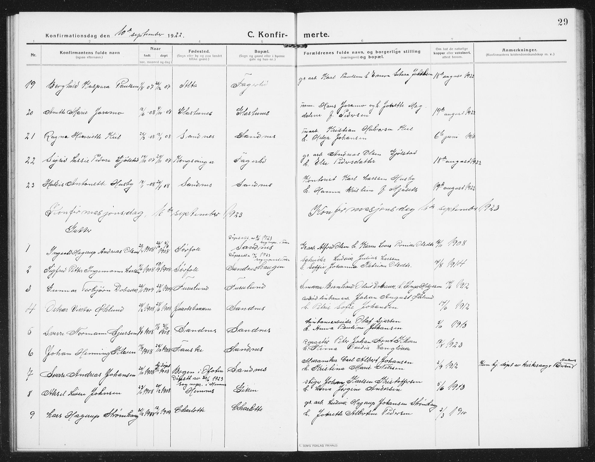 Ministerialprotokoller, klokkerbøker og fødselsregistre - Nordland, SAT/A-1459/850/L0717: Parish register (copy) no. 850C01, 1915-1941, p. 29