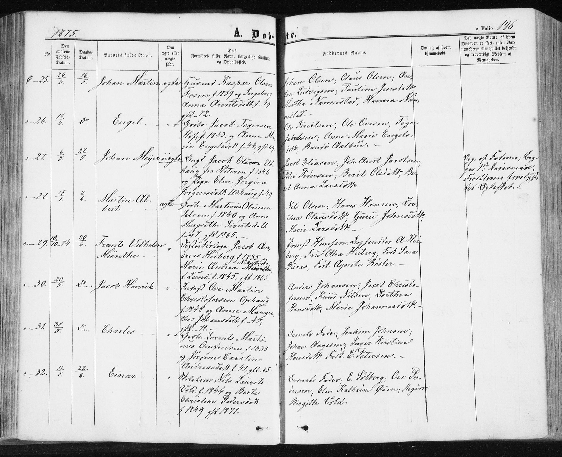 Ministerialprotokoller, klokkerbøker og fødselsregistre - Sør-Trøndelag, SAT/A-1456/659/L0737: Parish register (official) no. 659A07, 1857-1875, p. 146