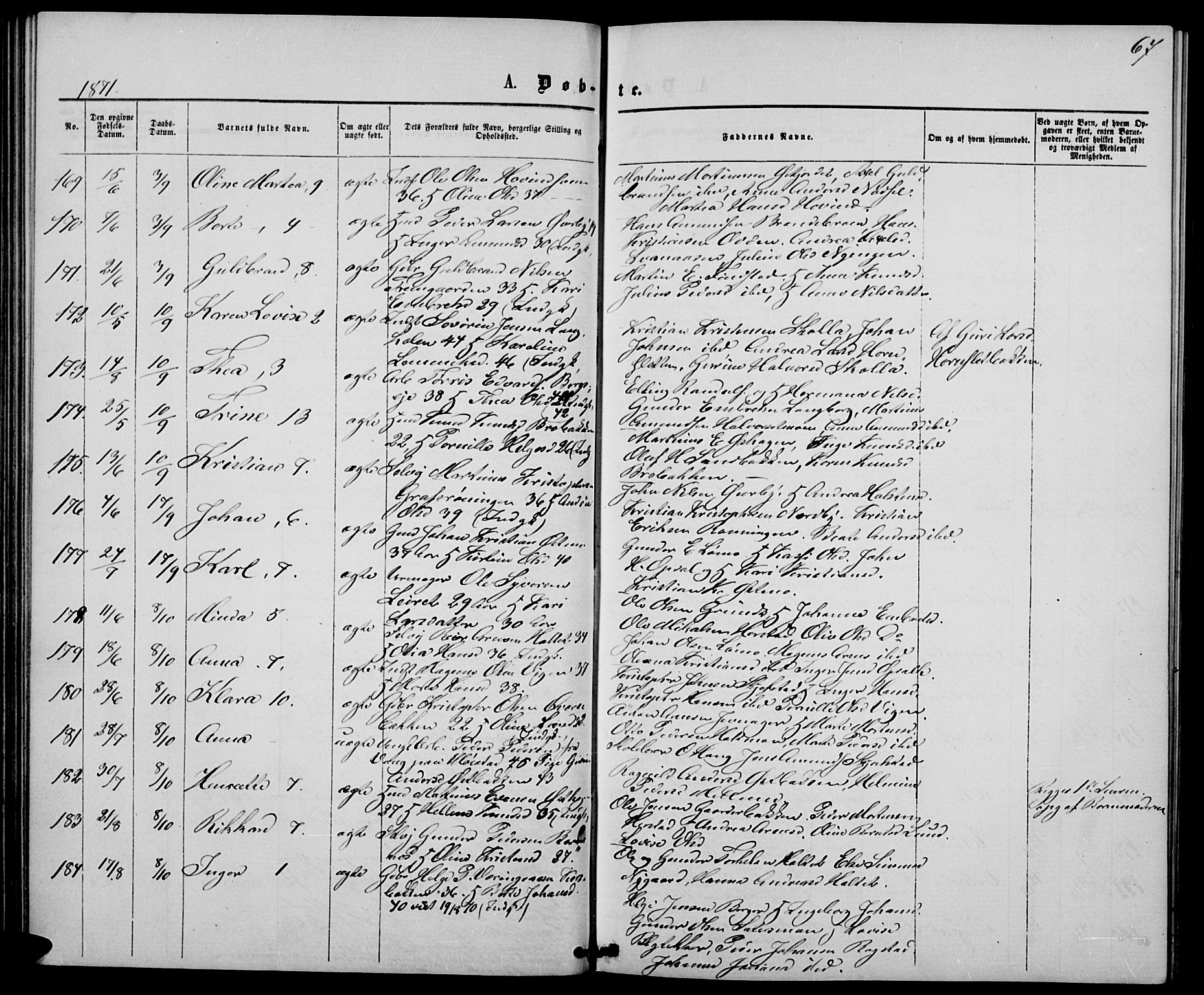 Elverum prestekontor, AV/SAH-PREST-044/H/Ha/Hab/L0004: Parish register (copy) no. 4, 1866-1874, p. 67