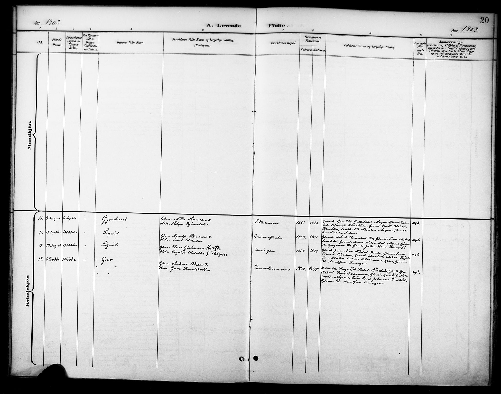 Nore kirkebøker, AV/SAKO-A-238/F/Fc/L0005: Parish register (official) no. III 5, 1898-1922, p. 20