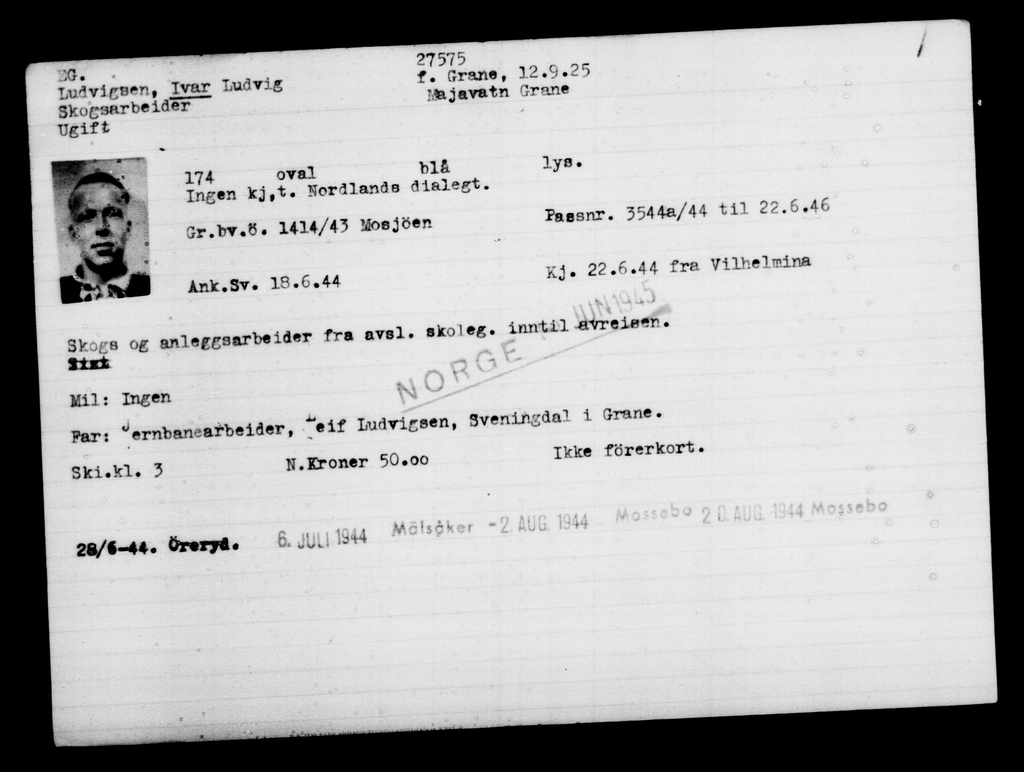 Den Kgl. Norske Legasjons Flyktningskontor, AV/RA-S-6753/V/Va/L0011: Kjesäterkartoteket.  Flyktningenr. 25300-28349, 1940-1945, p. 2413