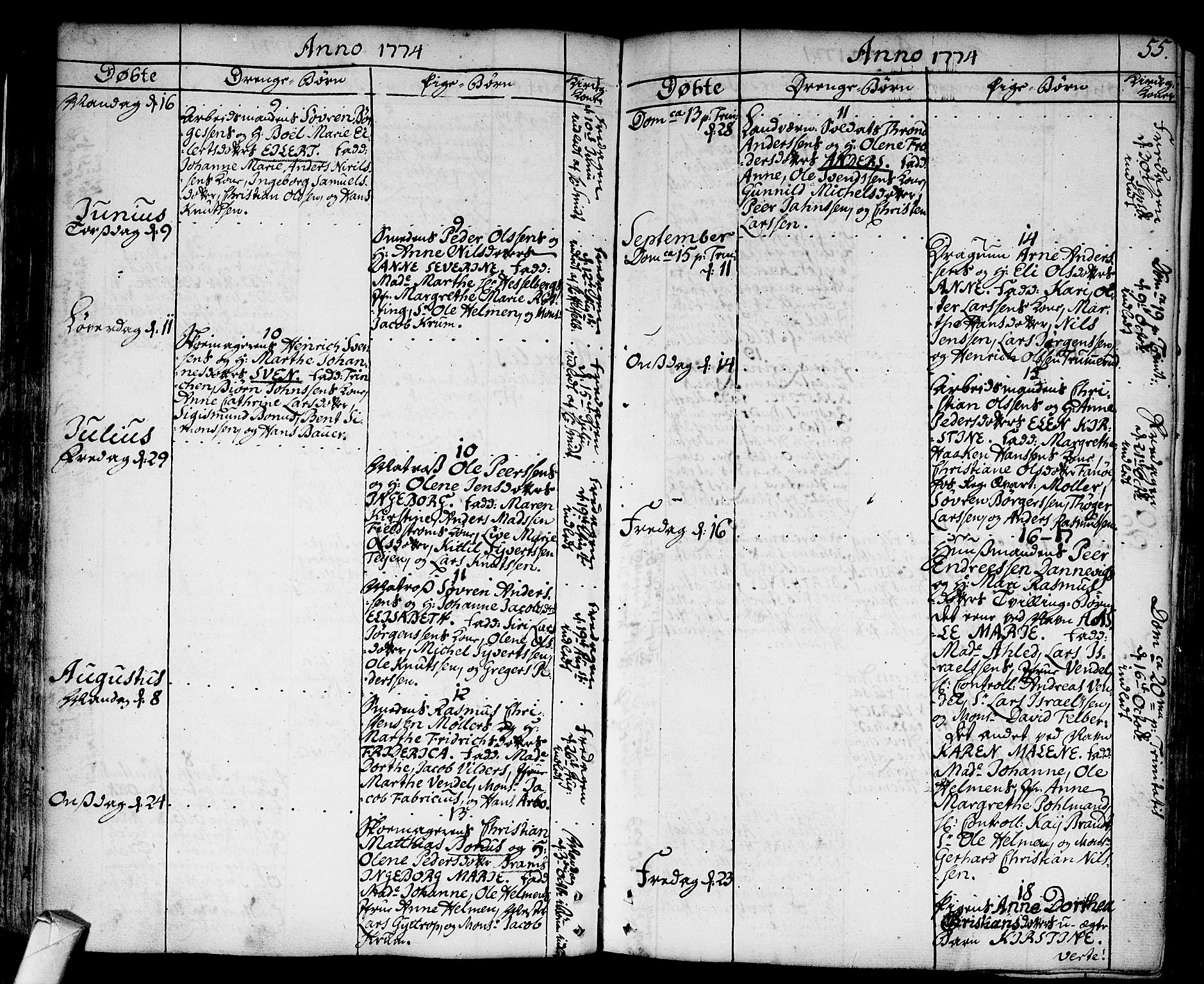 Strømsø kirkebøker, AV/SAKO-A-246/F/Fa/L0009: Parish register (official) no. I 9, 1752-1791, p. 55