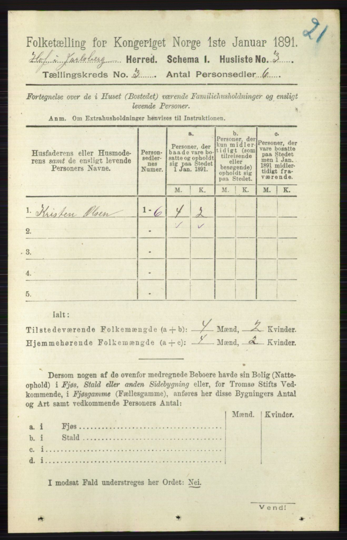 RA, 1891 census for 0714 Hof, 1891, p. 847