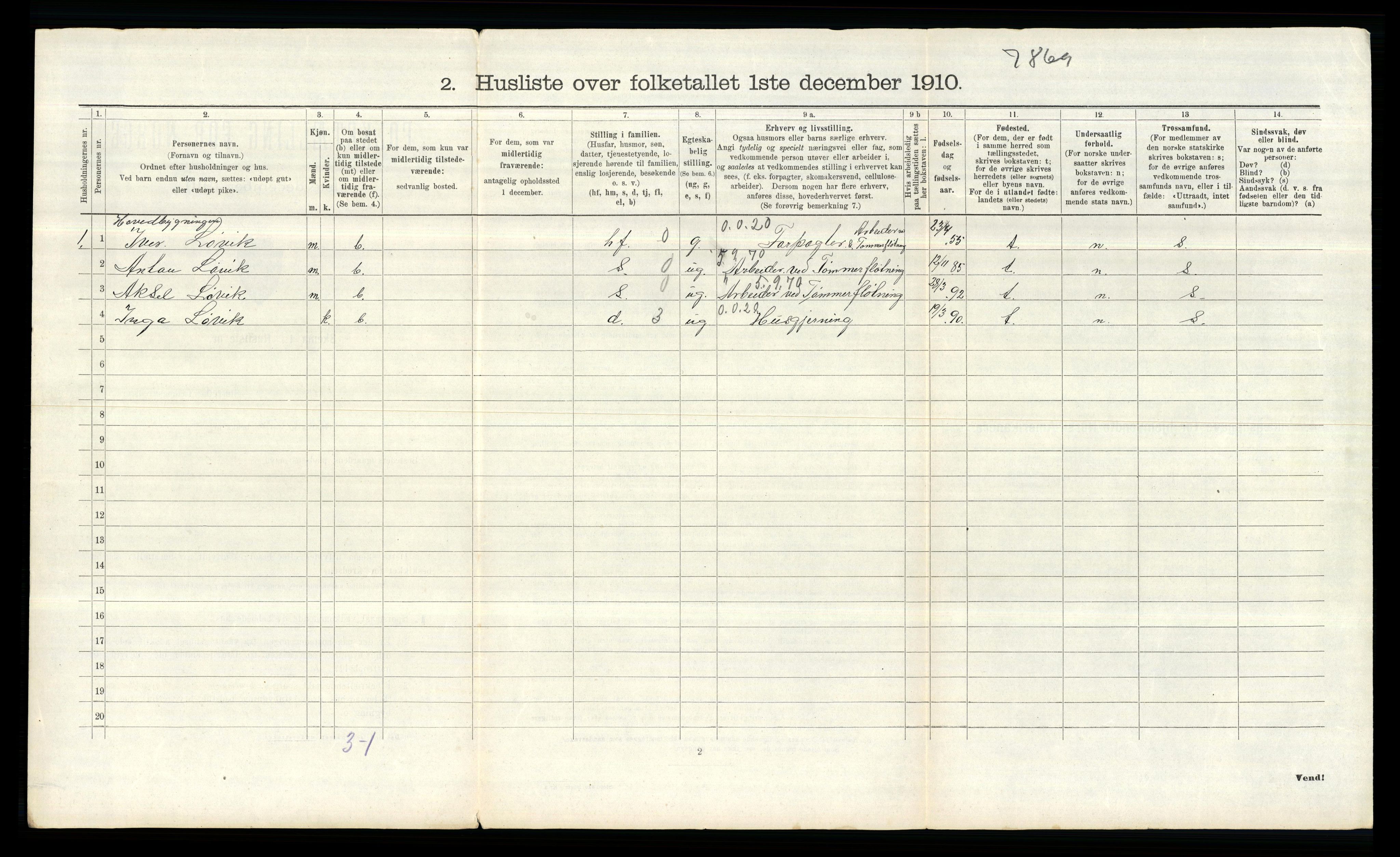 RA, 1910 census for Øymark, 1910, p. 543