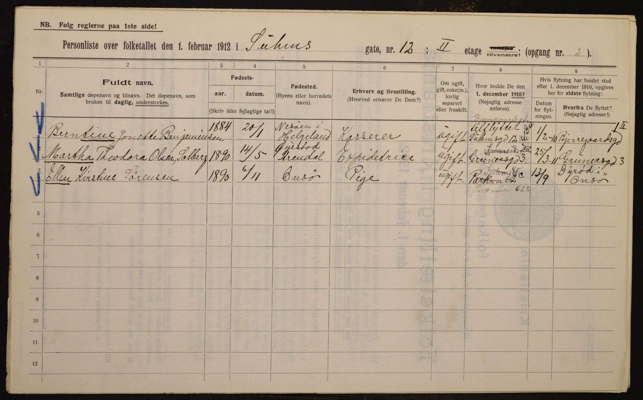 OBA, Municipal Census 1912 for Kristiania, 1912, p. 104641