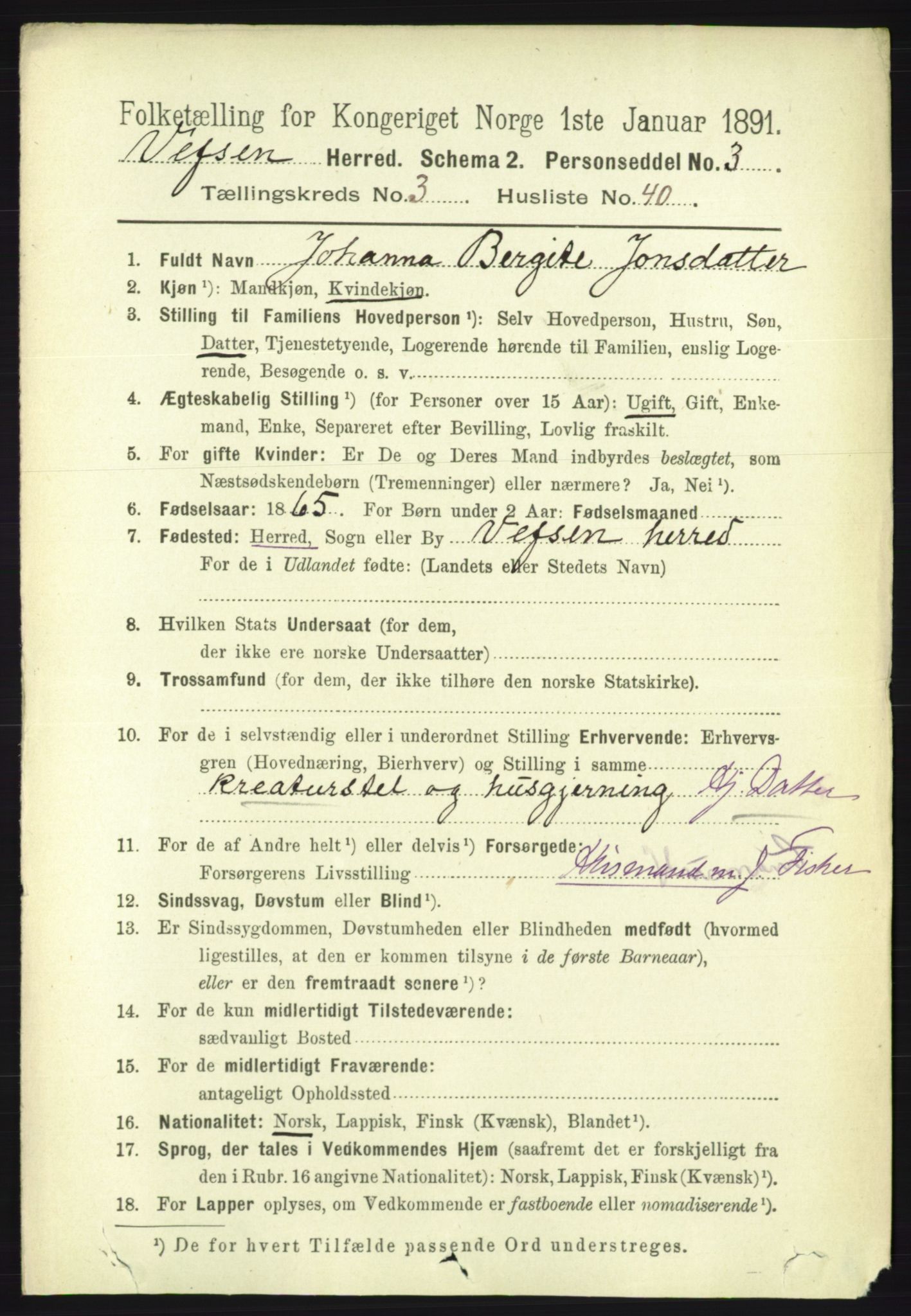 RA, 1891 census for 1824 Vefsn, 1891, p. 1559