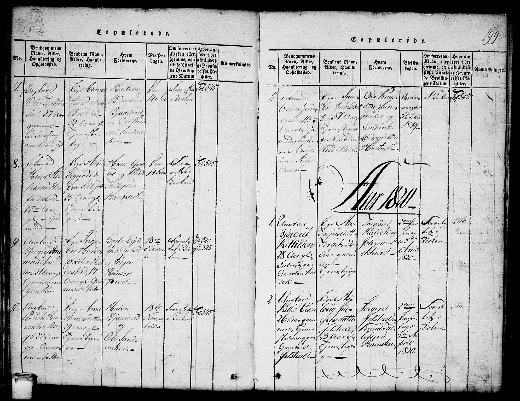 Kviteseid kirkebøker, SAKO/A-276/G/Gb/L0001: Parish register (copy) no. II 1, 1815-1842, p. 199