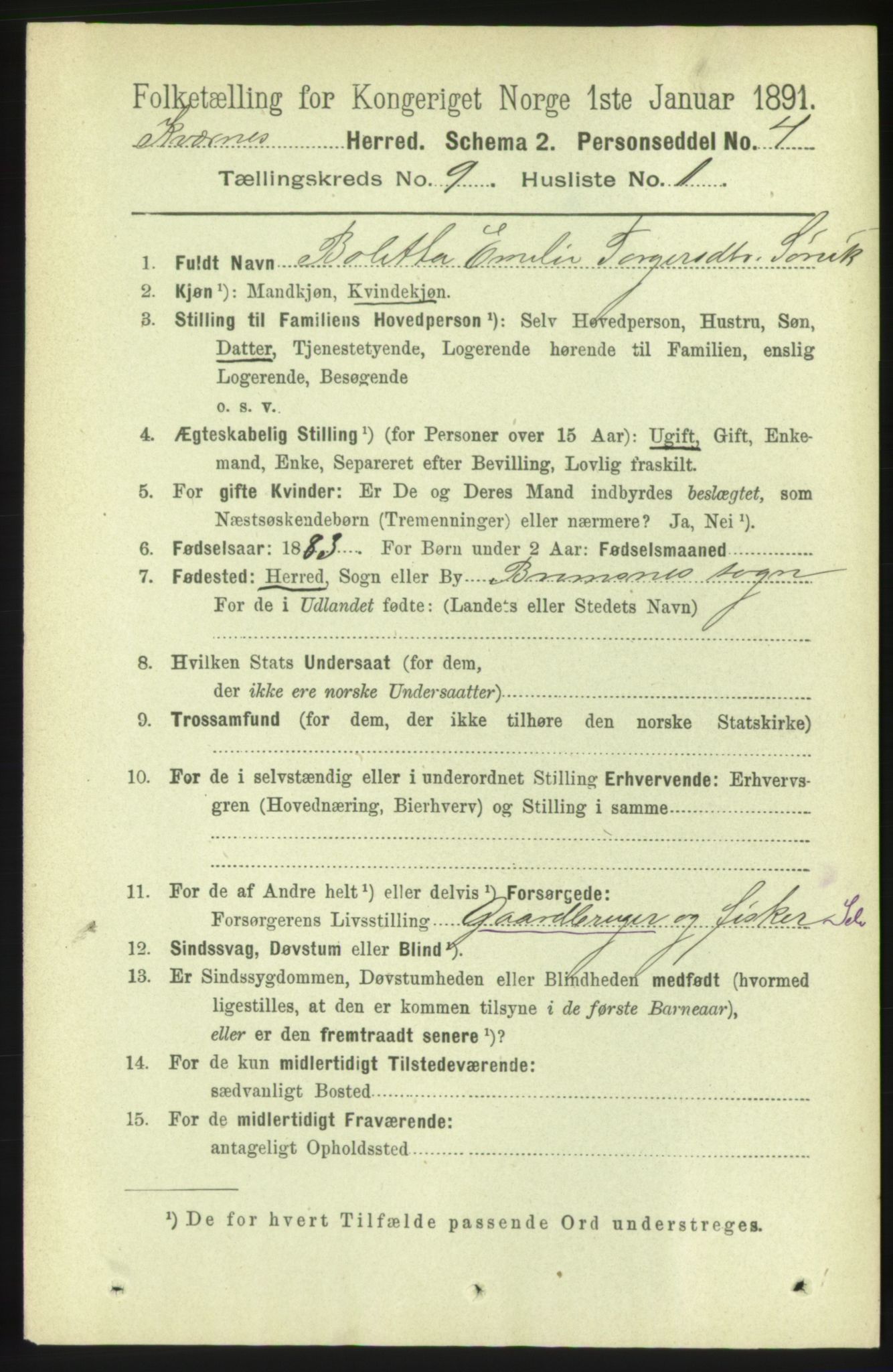 RA, 1891 census for 1553 Kvernes, 1891, p. 3932