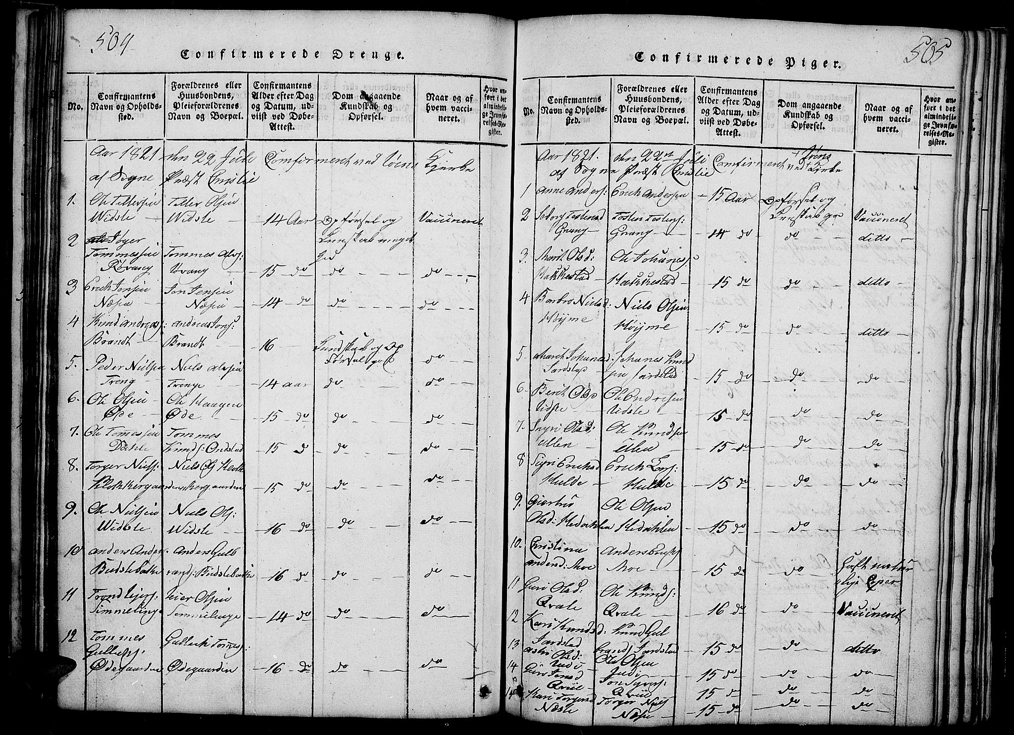 Slidre prestekontor, SAH/PREST-134/H/Ha/Haa/L0002: Parish register (official) no. 2, 1814-1830, p. 504-505