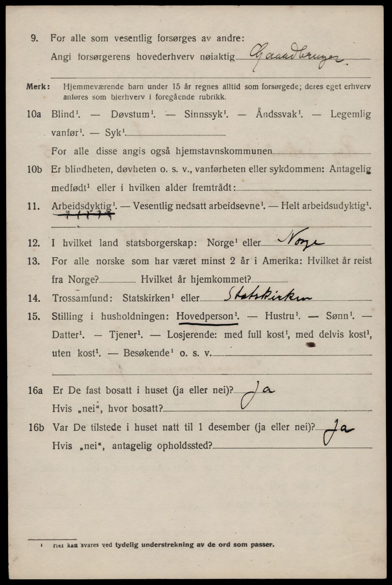 SAST, 1920 census for Sokndal, 1920, p. 3244