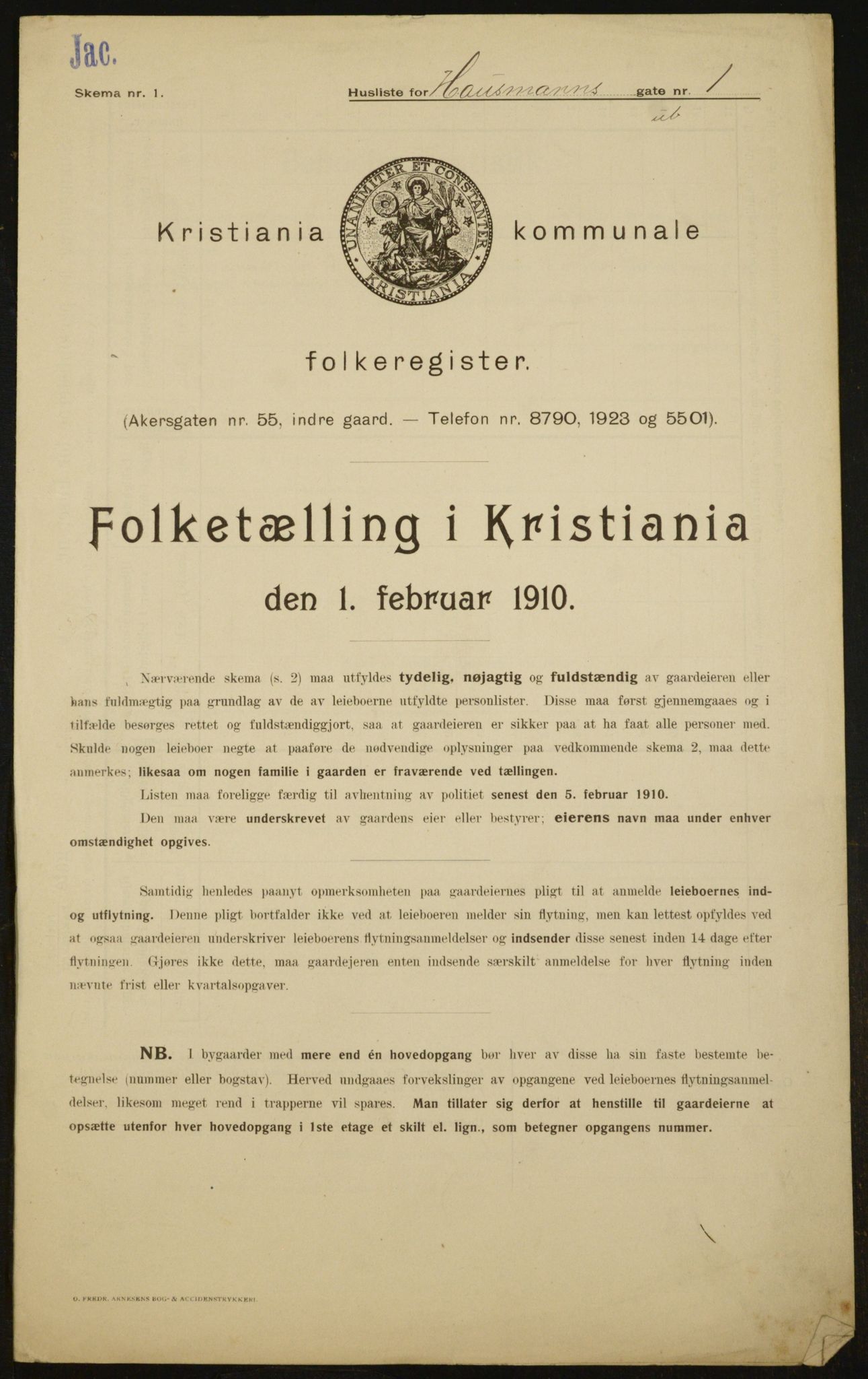 OBA, Municipal Census 1910 for Kristiania, 1910, p. 33378