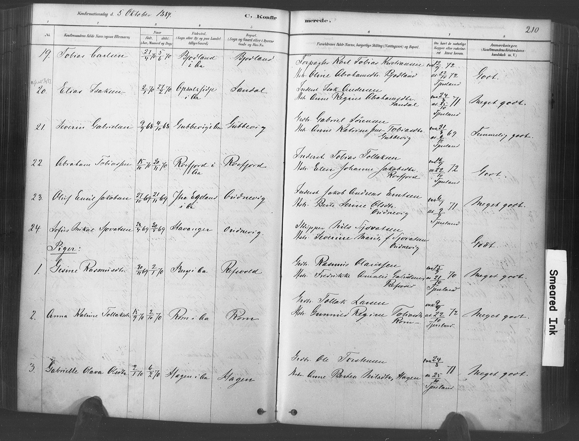 Lyngdal sokneprestkontor, AV/SAK-1111-0029/F/Fa/Fac/L0011: Parish register (official) no. A 11, 1878-1893, p. 210