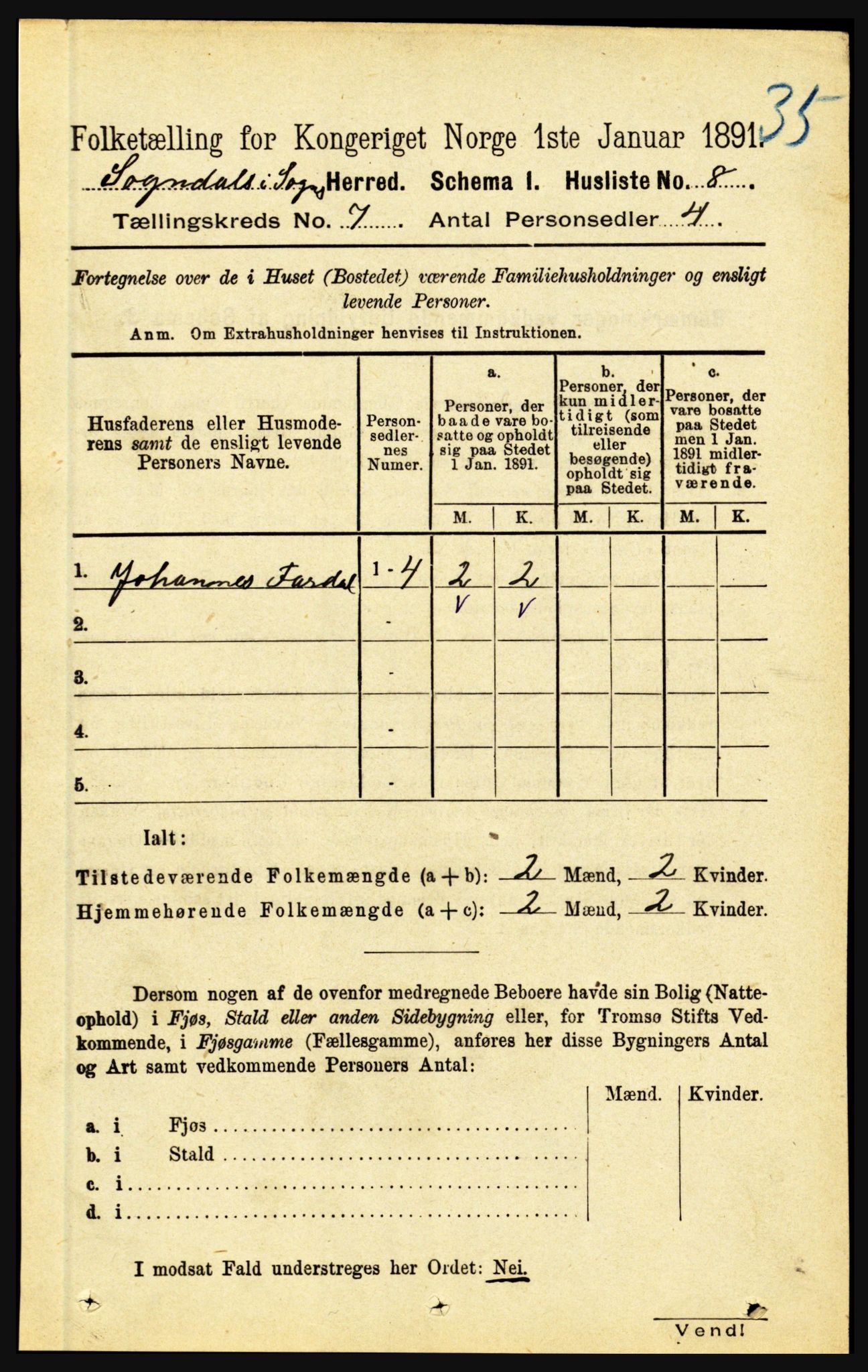 RA, 1891 census for 1420 Sogndal, 1891, p. 2937