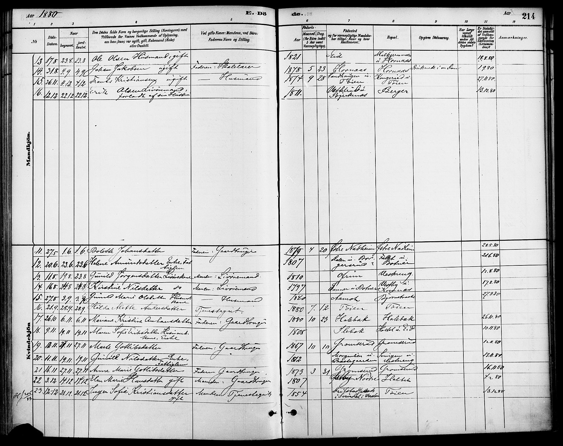 Høland prestekontor Kirkebøker, SAO/A-10346a/F/Fa/L0013: Parish register (official) no. I 13, 1880-1897, p. 214