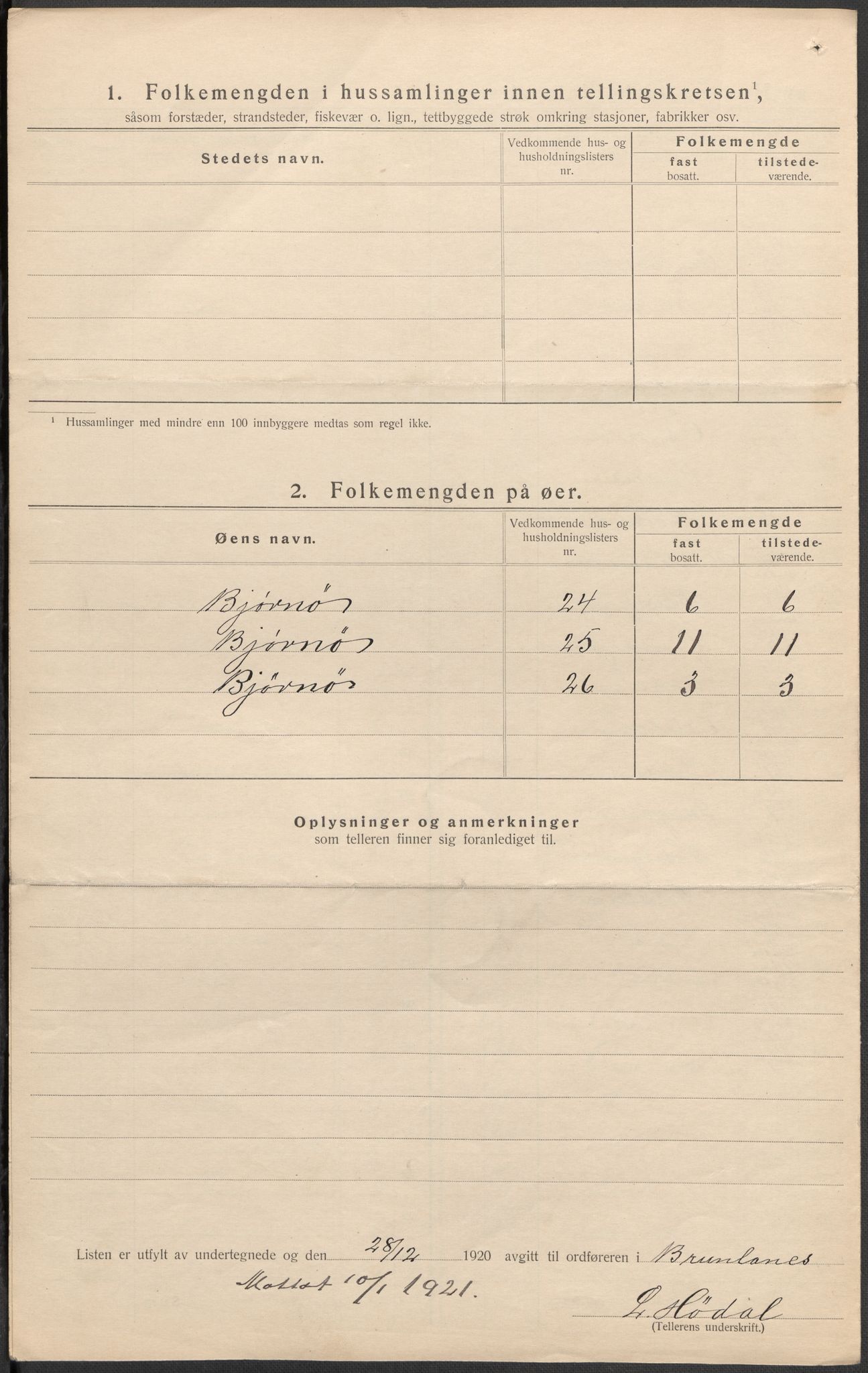 SAKO, 1920 census for Brunlanes, 1920, p. 53