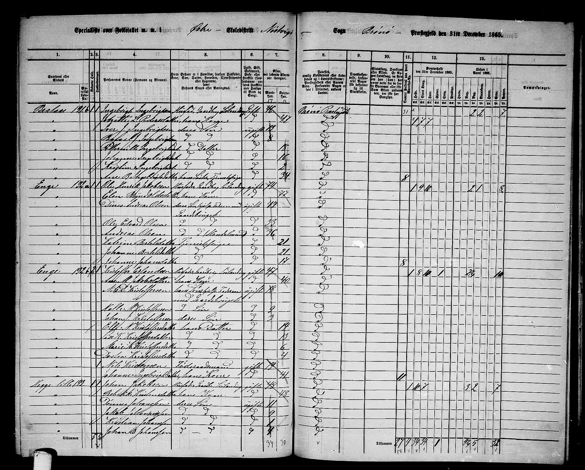 RA, 1865 census for Brønnøy, 1865, p. 195