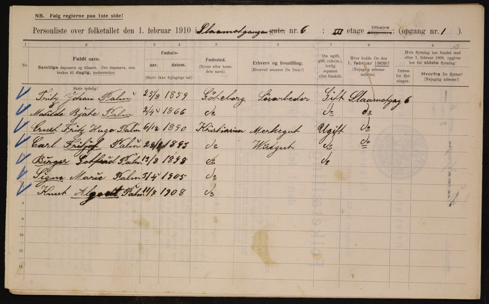 OBA, Municipal Census 1910 for Kristiania, 1910, p. 92452