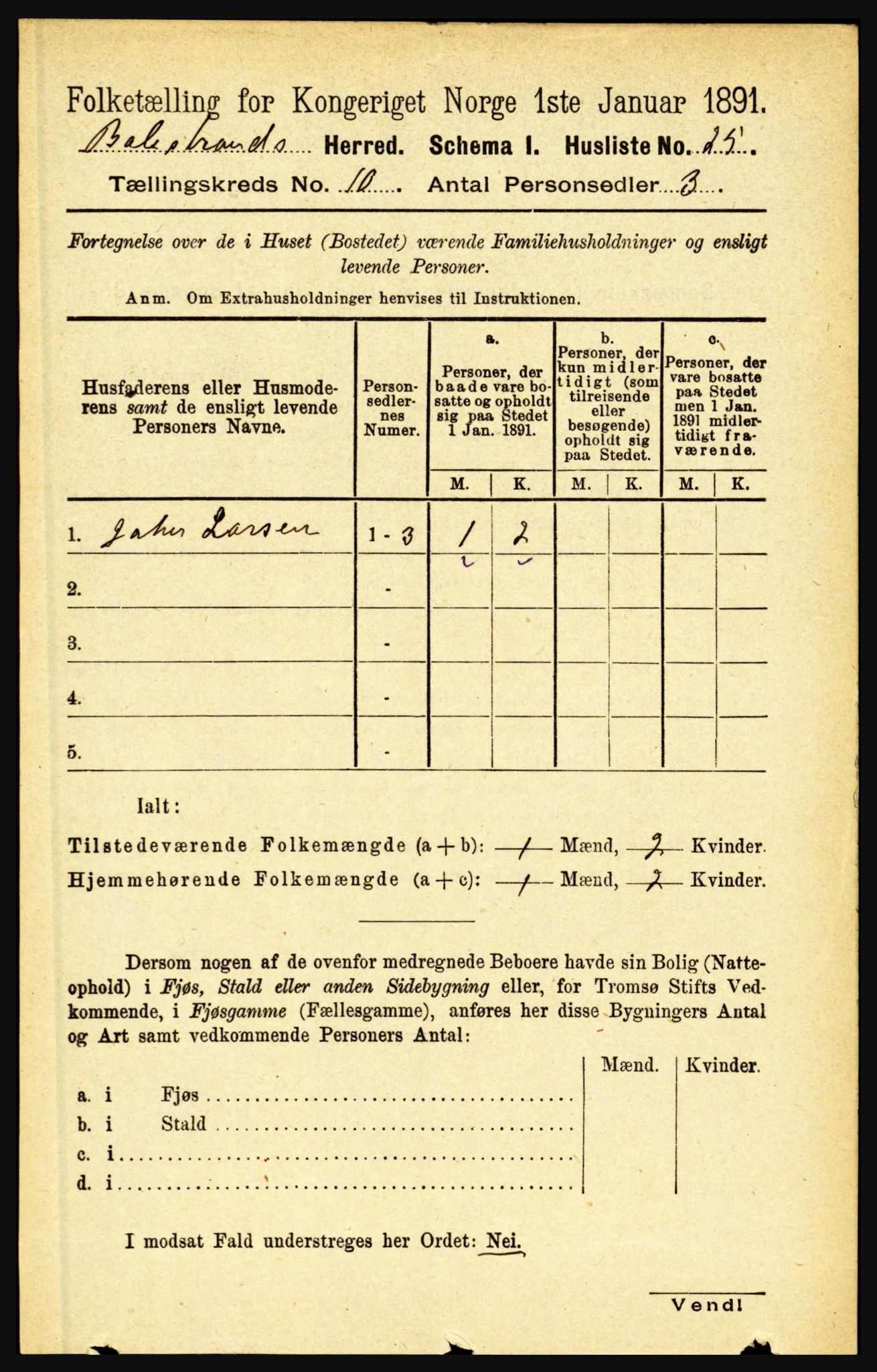 RA, 1891 census for 1418 Balestrand, 1891, p. 2246